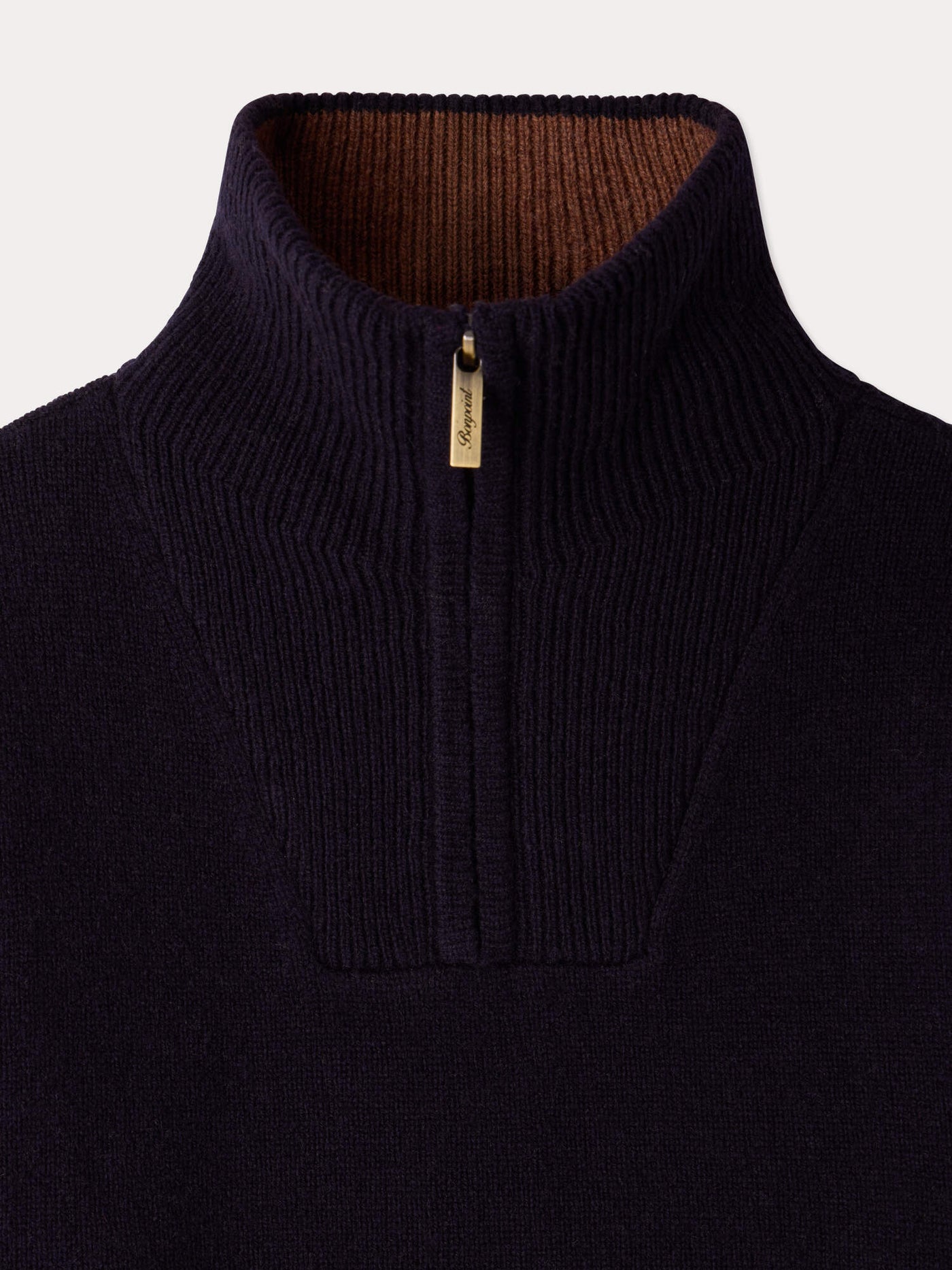 Marinus wool sweater with zip-up stand-up collar