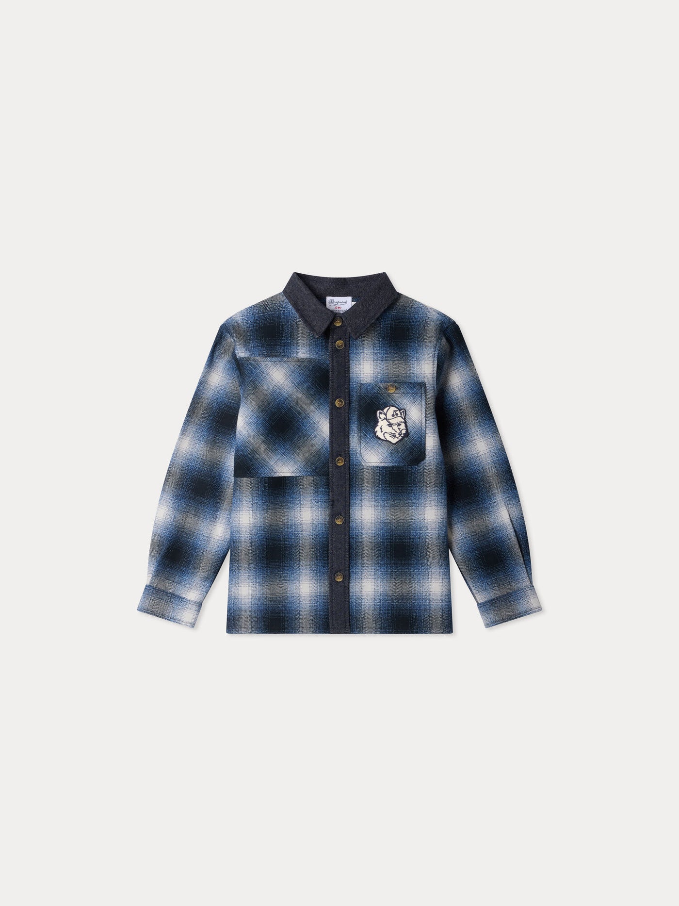 Bonpoint x Maison Kitsuné Malek checkered shirt in organic cotton