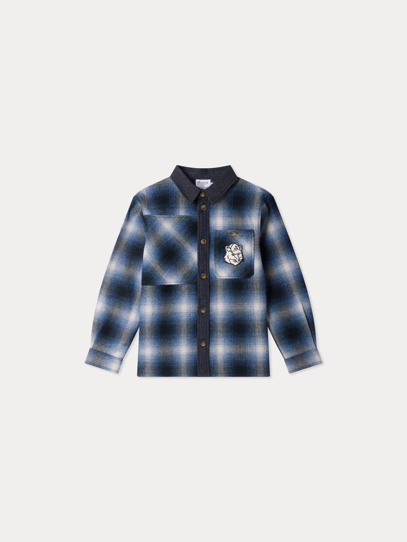 Bonpoint x Maison Kitsuné Malek checkered shirt in organic cotton