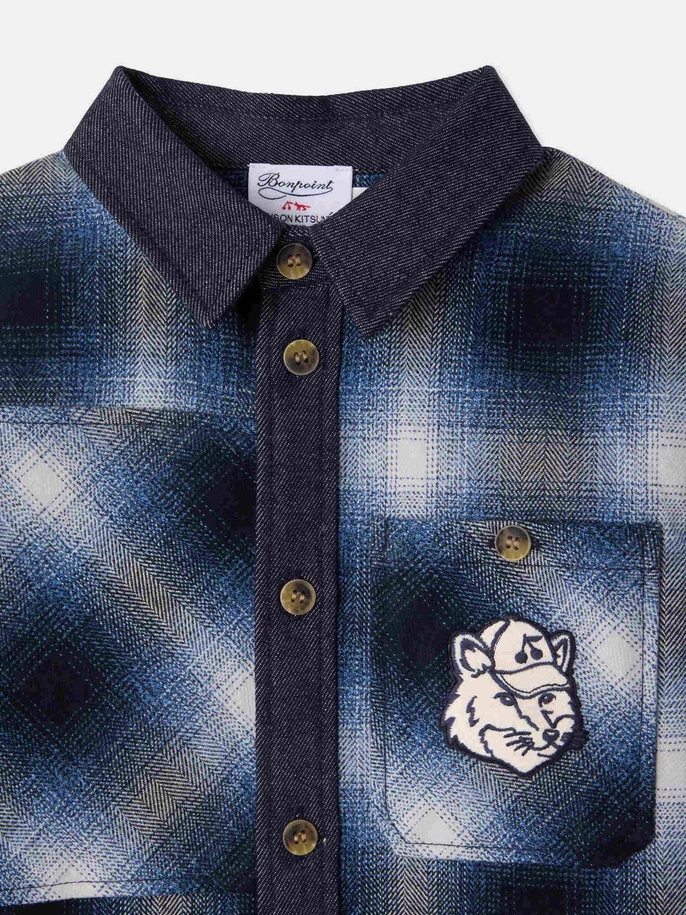 Bonpoint x Maison Kitsuné Malek checkered shirt in organic cotton