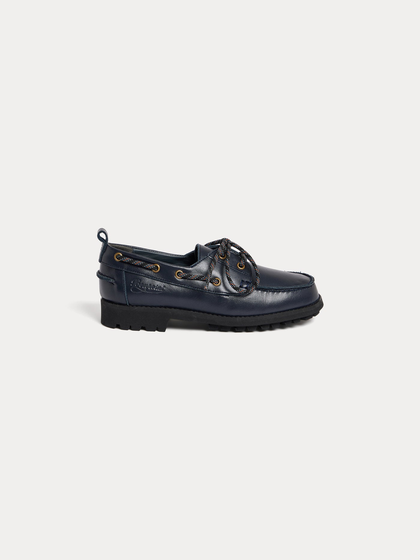 Jax navy leather boat shoes