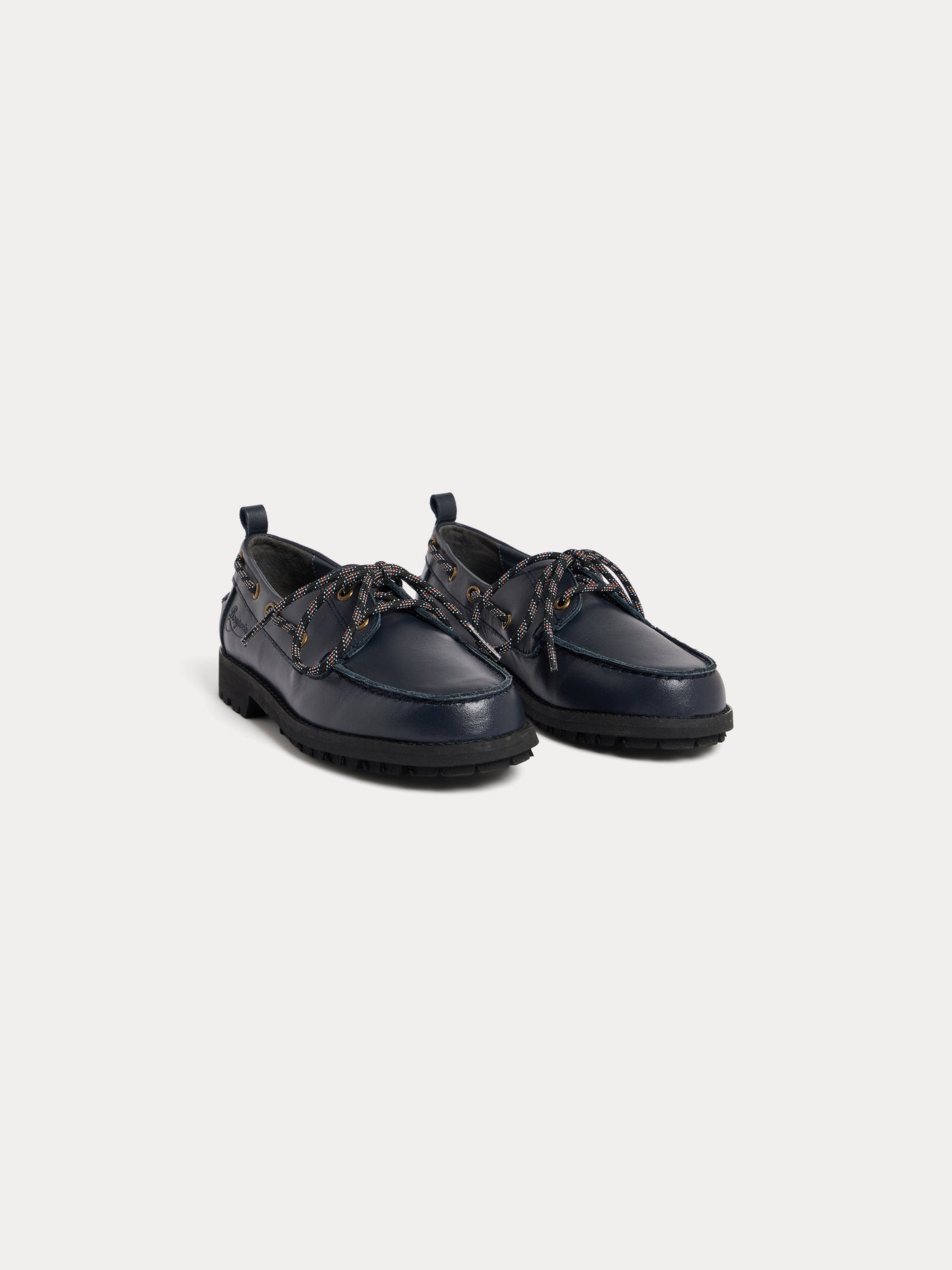 Jax navy leather boat shoes
