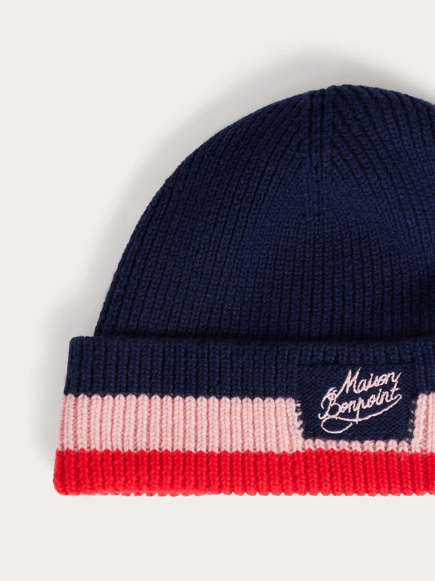 Mailise hat with striped and embroidered wool cuffs