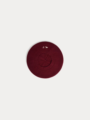 Bonpoint x Maison Kitsuné Mikaila beret with fox and cherry embroidery