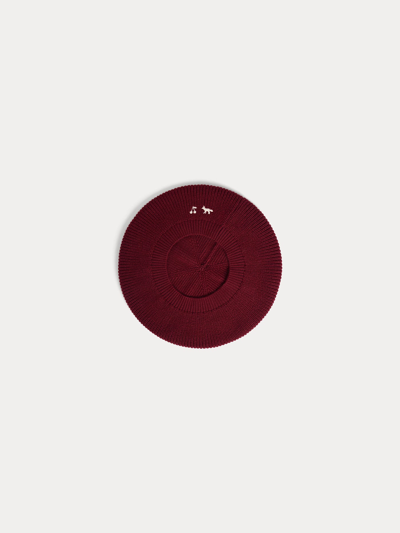 Bonpoint x Maison Kitsuné Mikaila beret with fox and cherry embroidery
