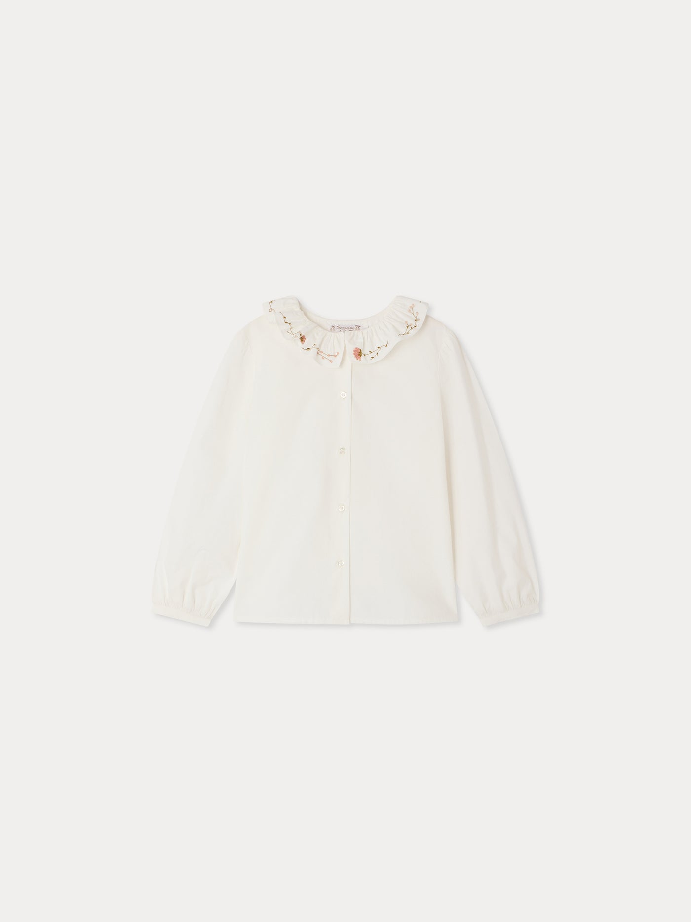 Blouse Jora with hand-embroidered collar in organic cotton
