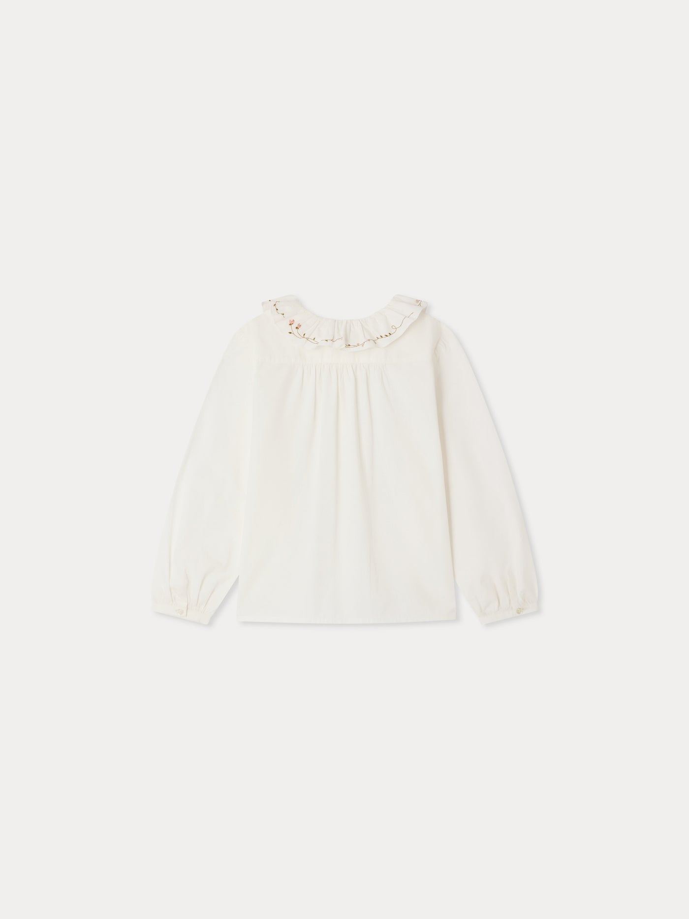 Blouse Jora with hand-embroidered collar in organic cotton