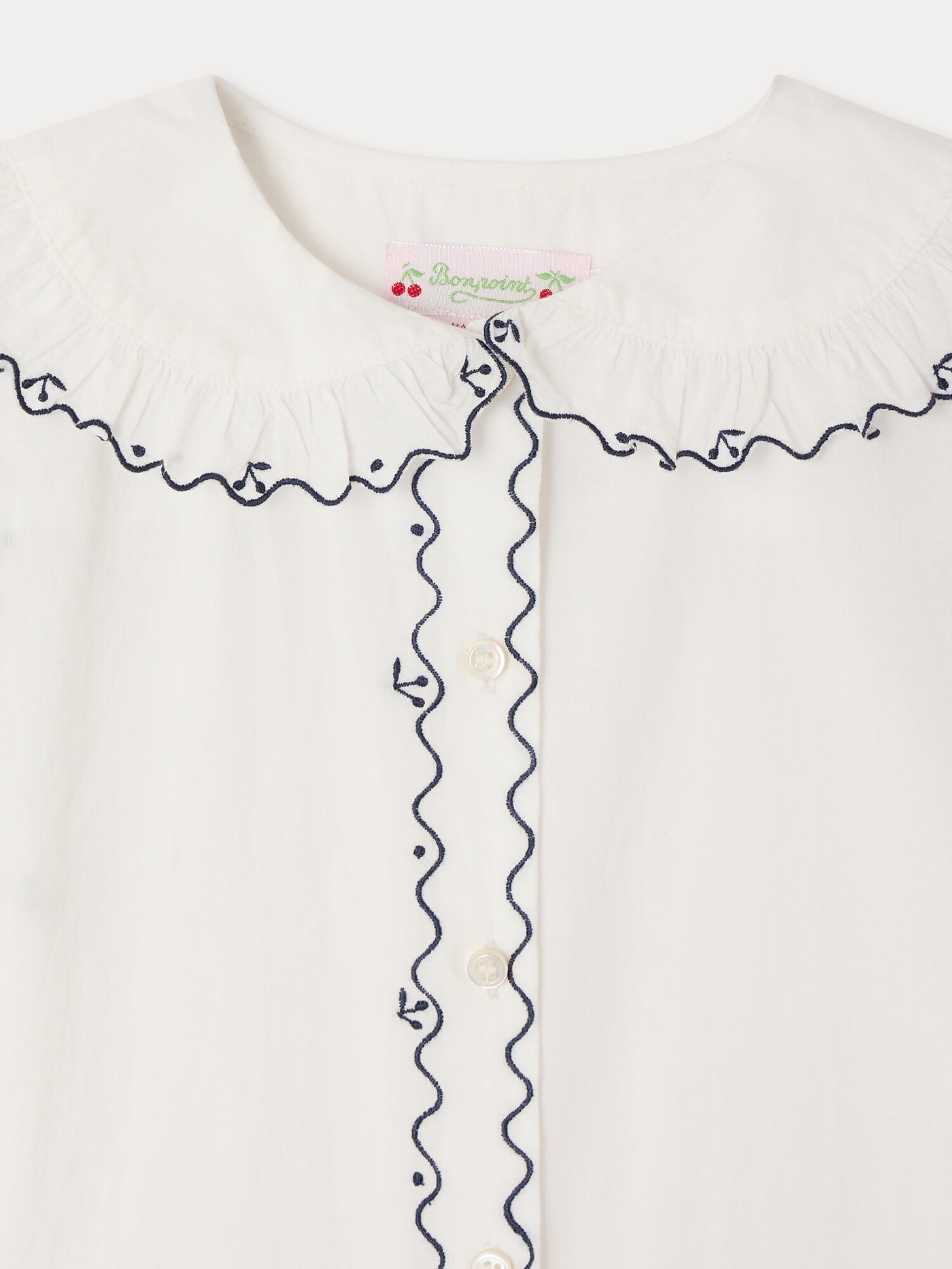 Maneke blouse with Peter Pan collar embroidery in organic cotton