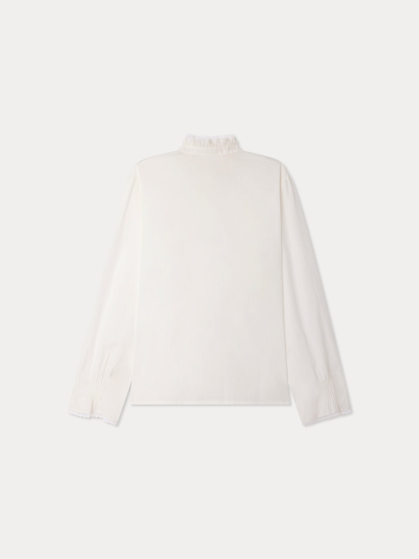Melba Grown-Up blouse with ruffled collar and Calais lace in organic cotton