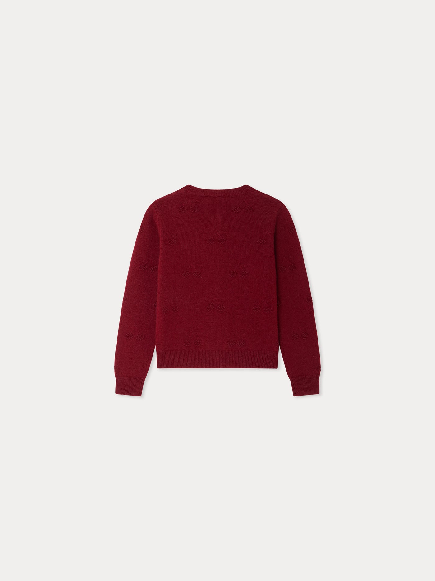 Burgundy Manon cardigan with cherries in cashmere