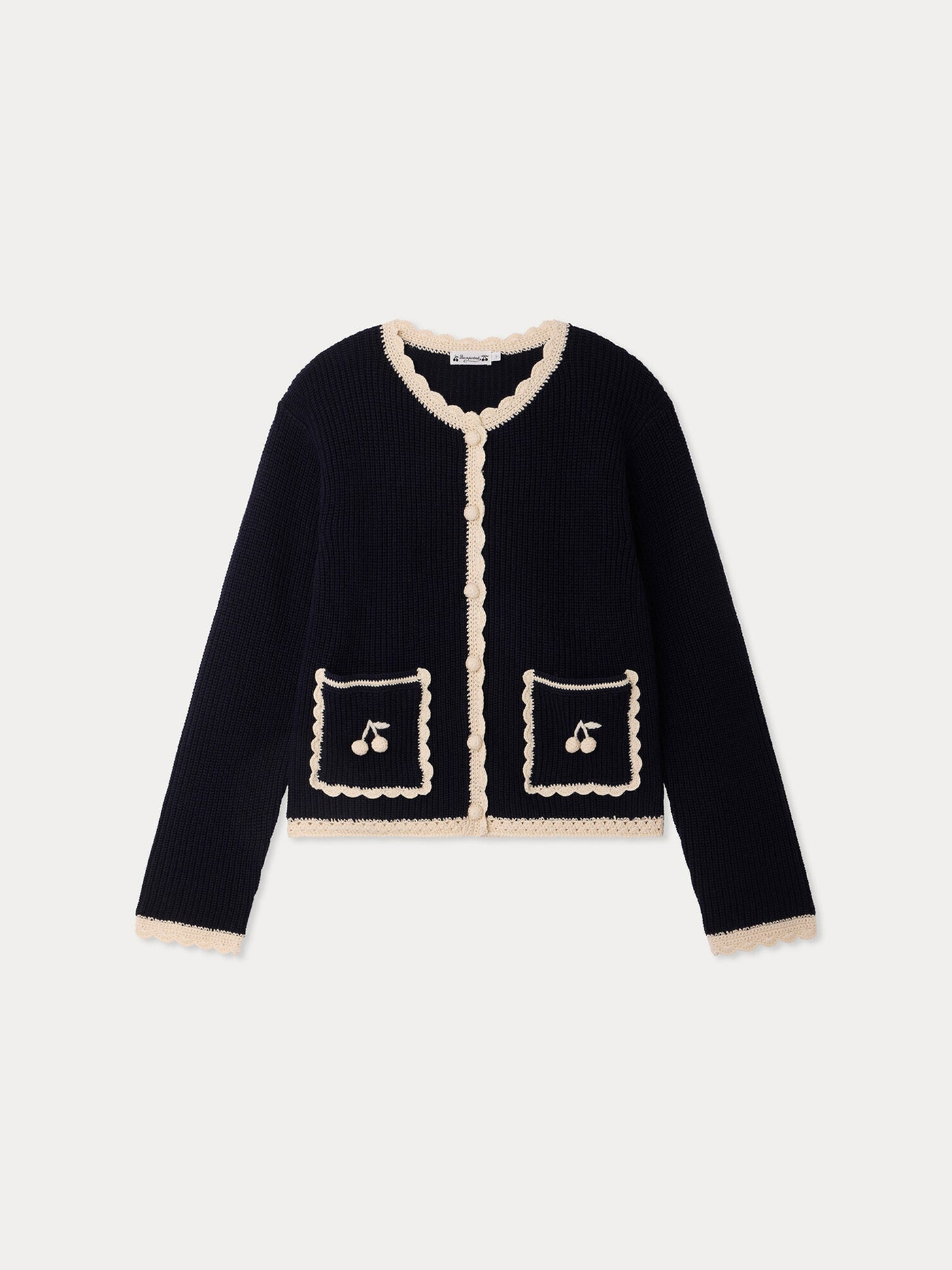 Marlys Grown-Up navy hand-crocheted cardigan