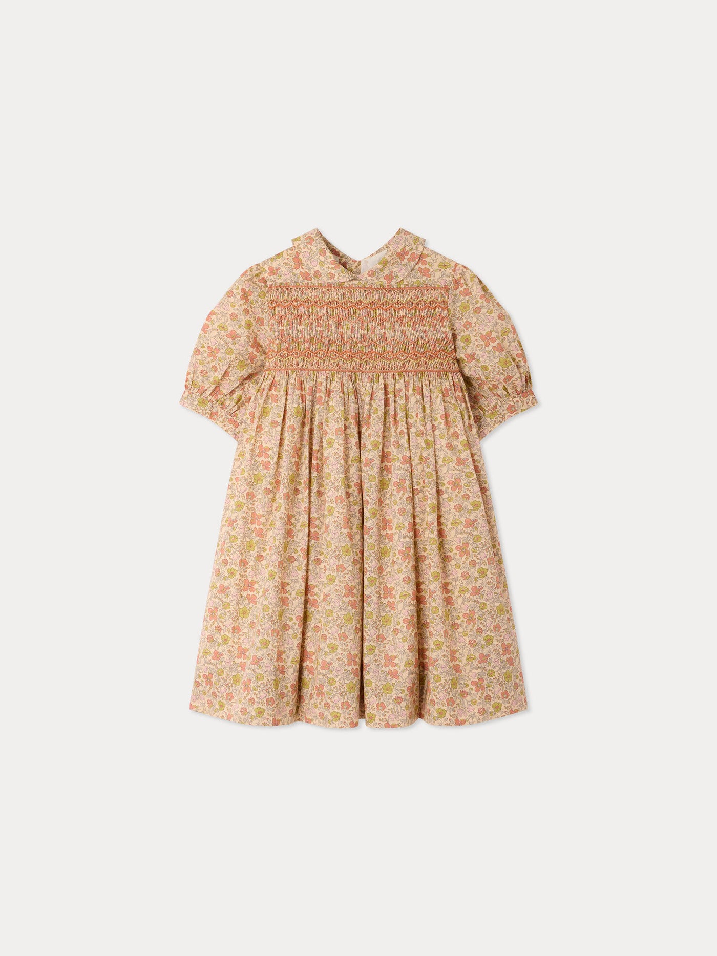 Bonpoint - Melodia dress in Liberty fabric smocked and hand-embroidered in organic cotton - Pink