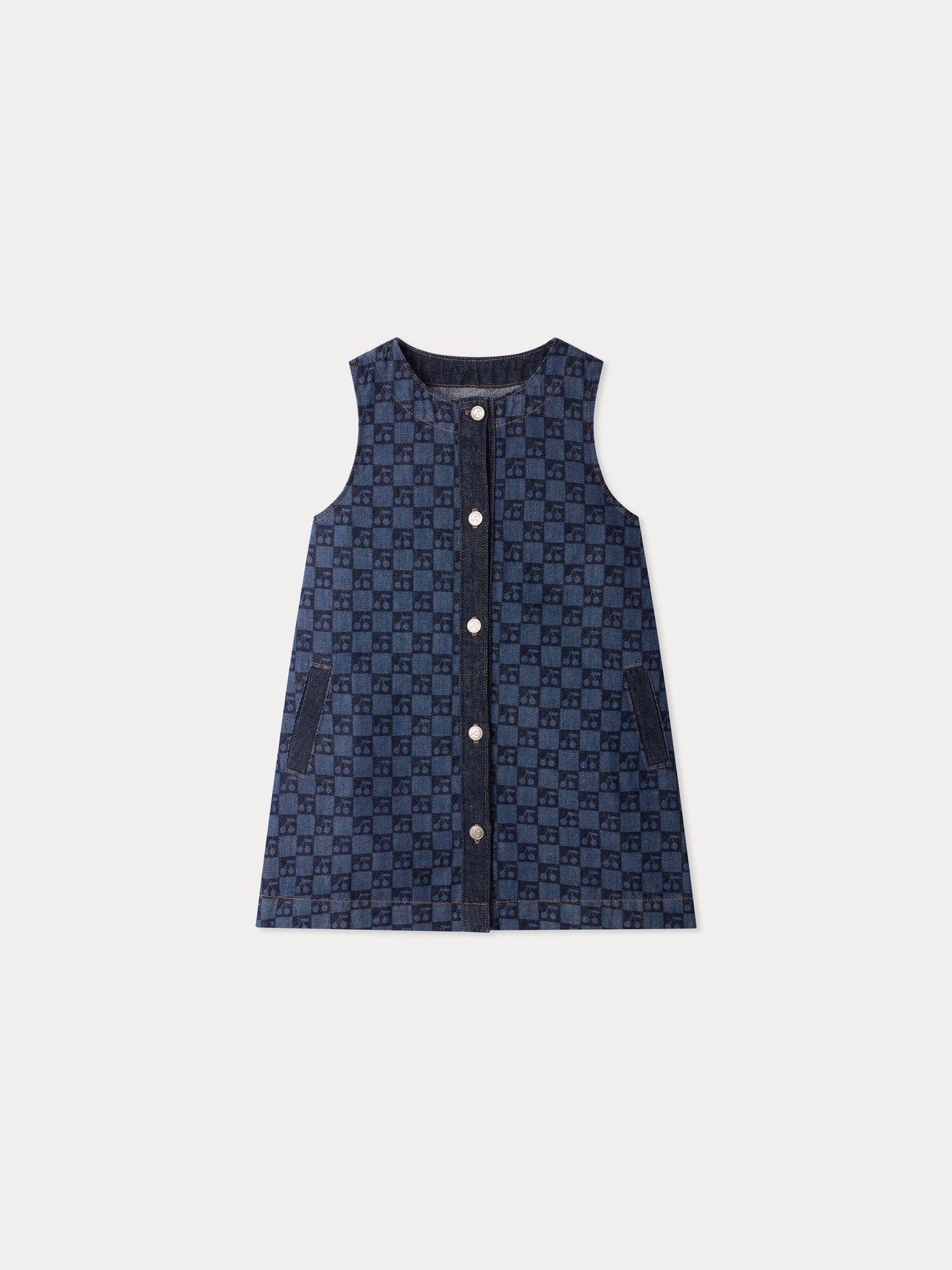 Jette cherry checkerboard-print dress in organic cotton