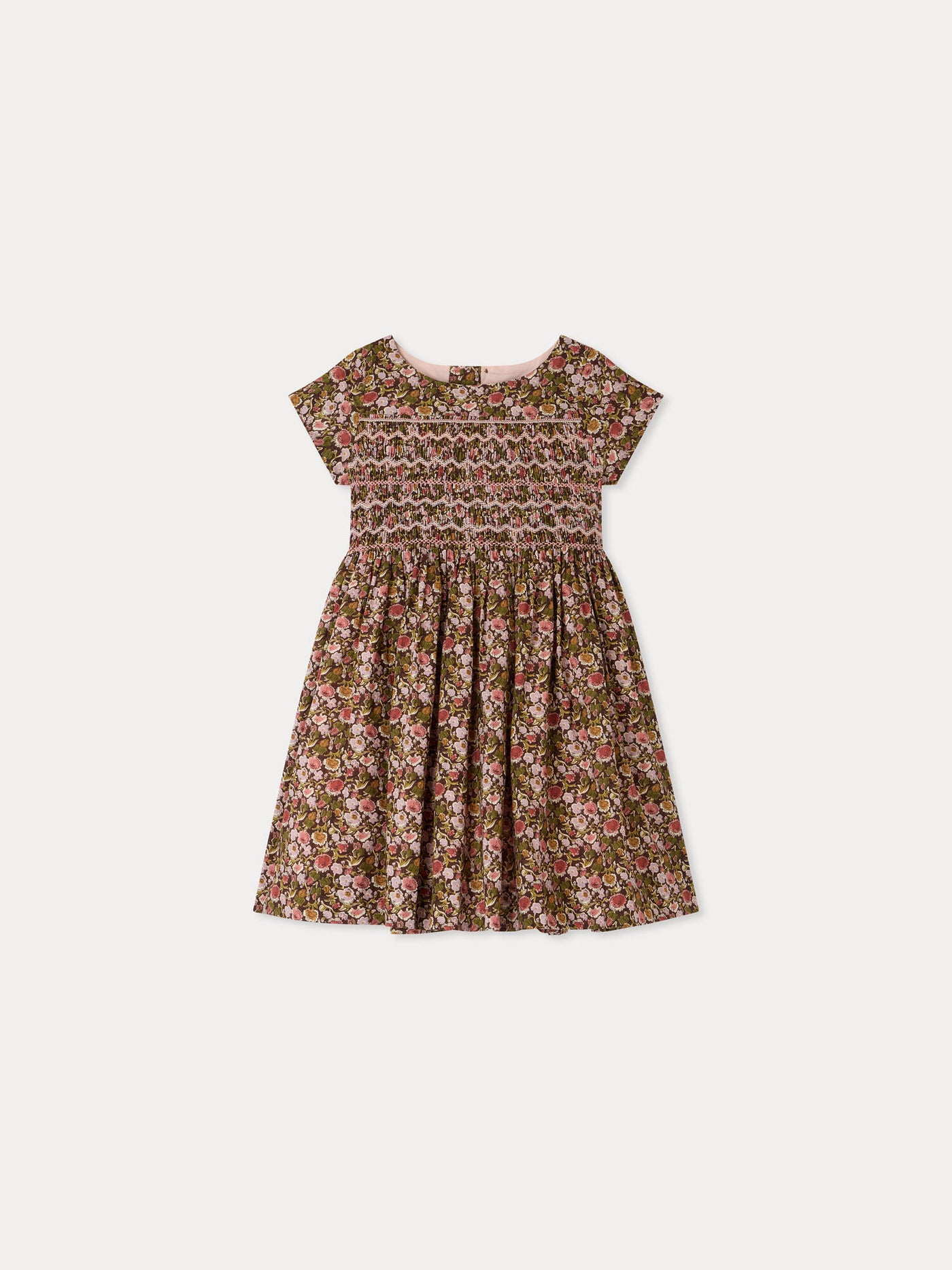 Duchesse dress in Liberty fabric smocked and hand-embroidered organic cotton