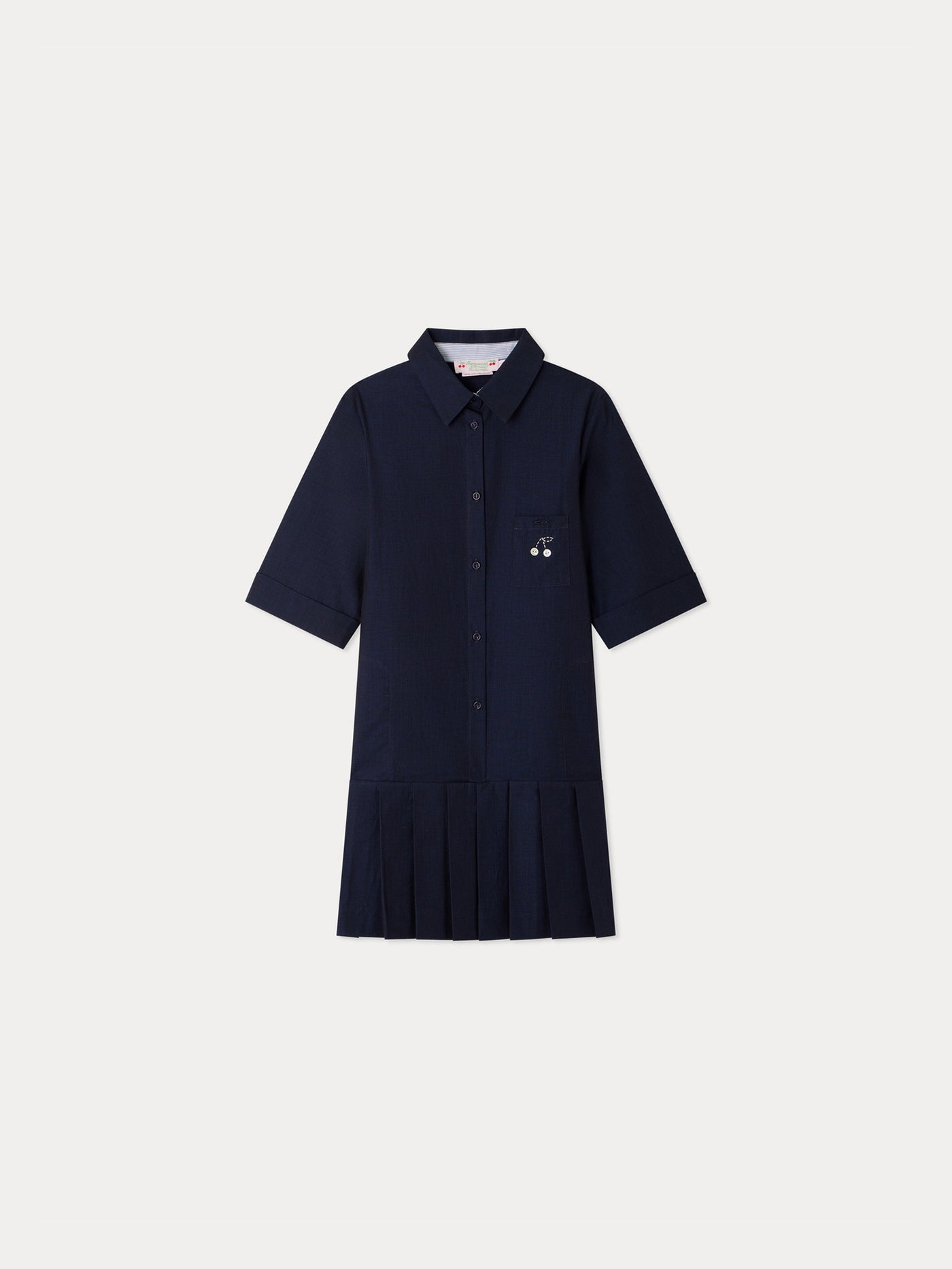 Maribelle shirt dress pleated and hand-embroidered