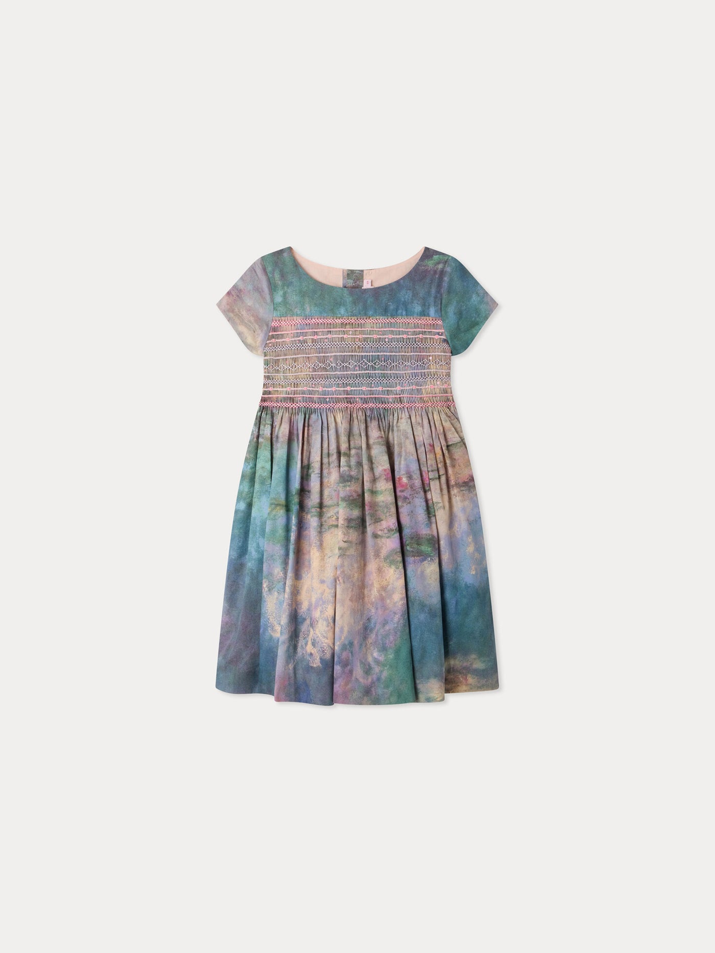 Bonpoint x MoMA Duchesse dress smocked and hand-embroidered in organic cotton
