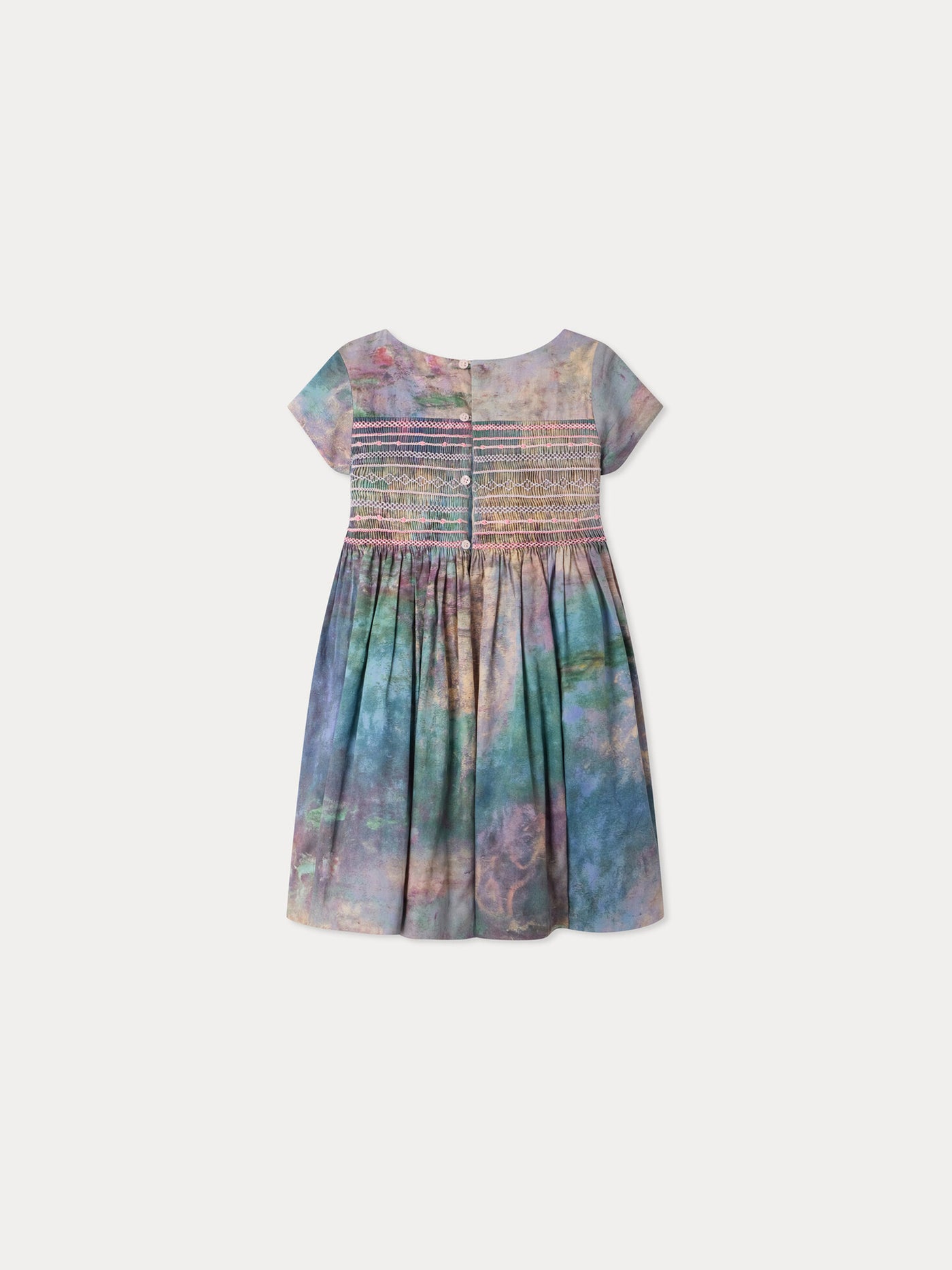 Bonpoint x MoMA Duchesse dress smocked and hand-embroidered in organic cotton