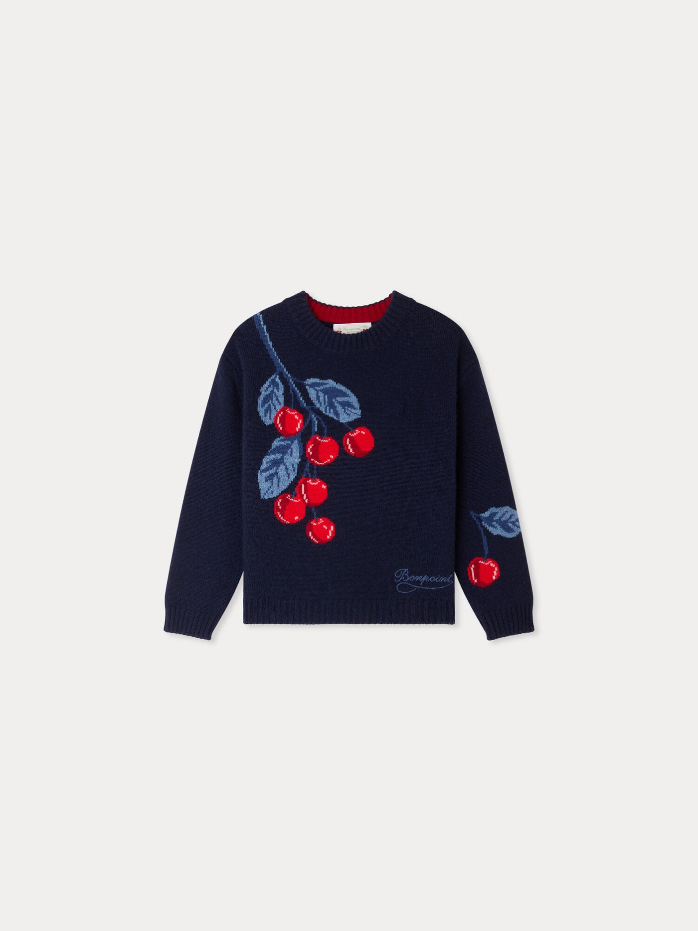 Maxine round-neck sweater with cherry motif