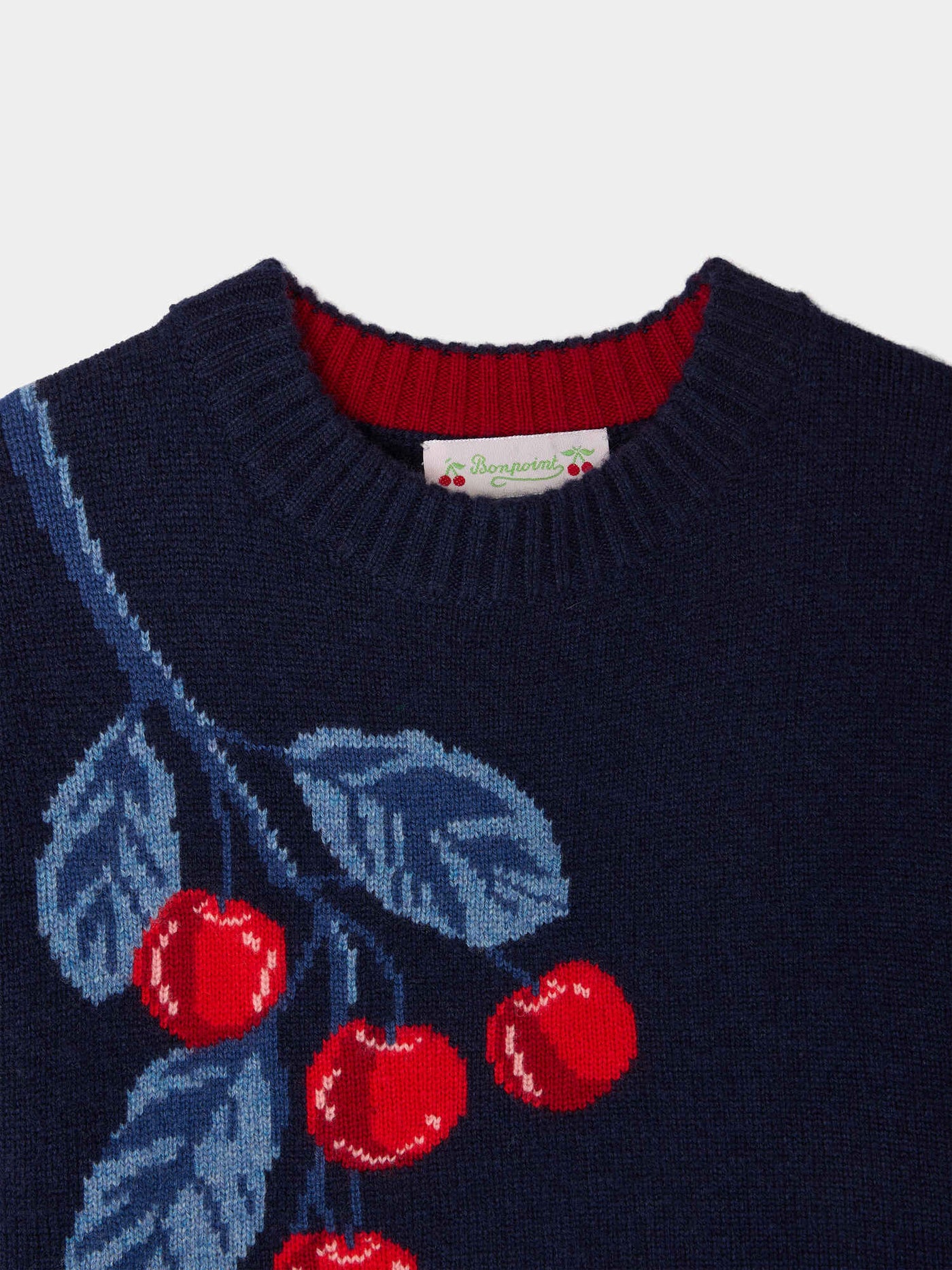 Maxine round-neck sweater with cherry motif