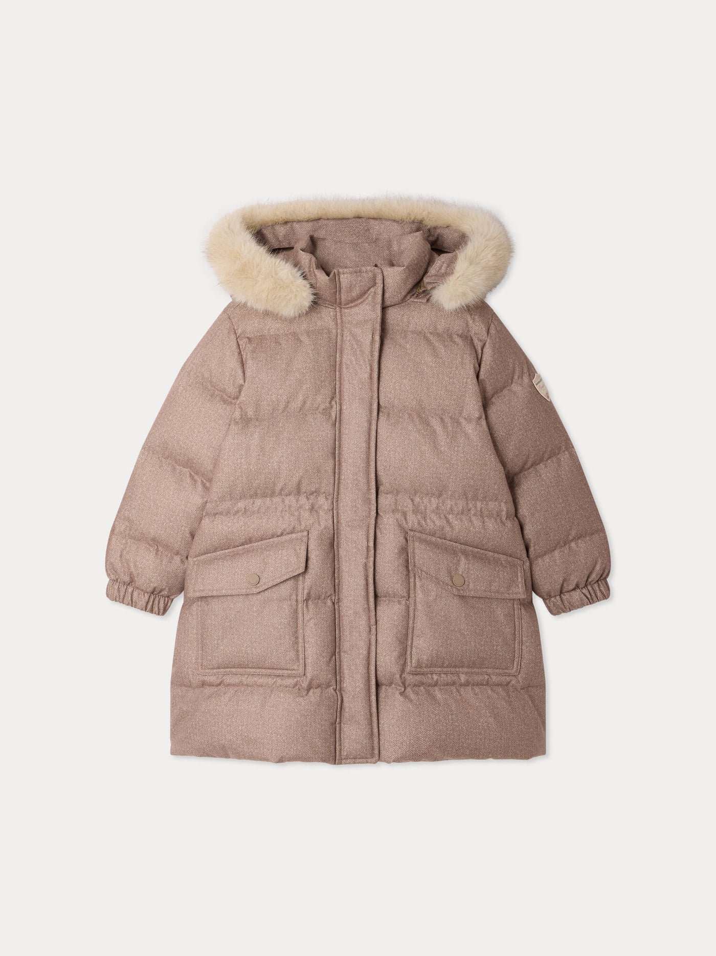 Moirana long padded jacket waterproof with removable fur hood