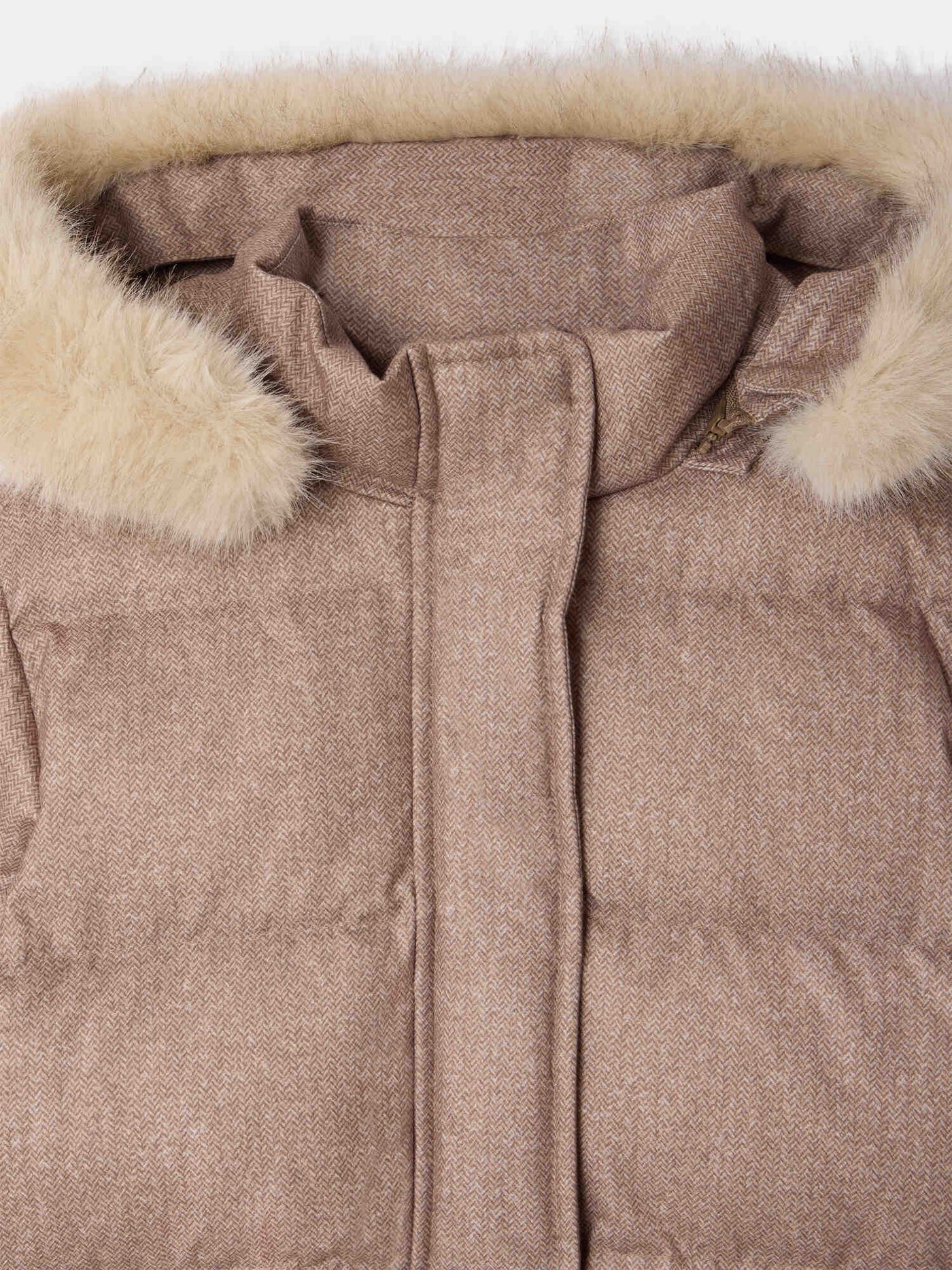 Moirana long padded jacket waterproof with removable fur hood