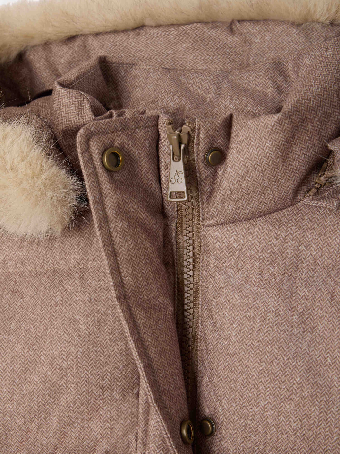 Moirana long padded jacket waterproof with removable fur hood