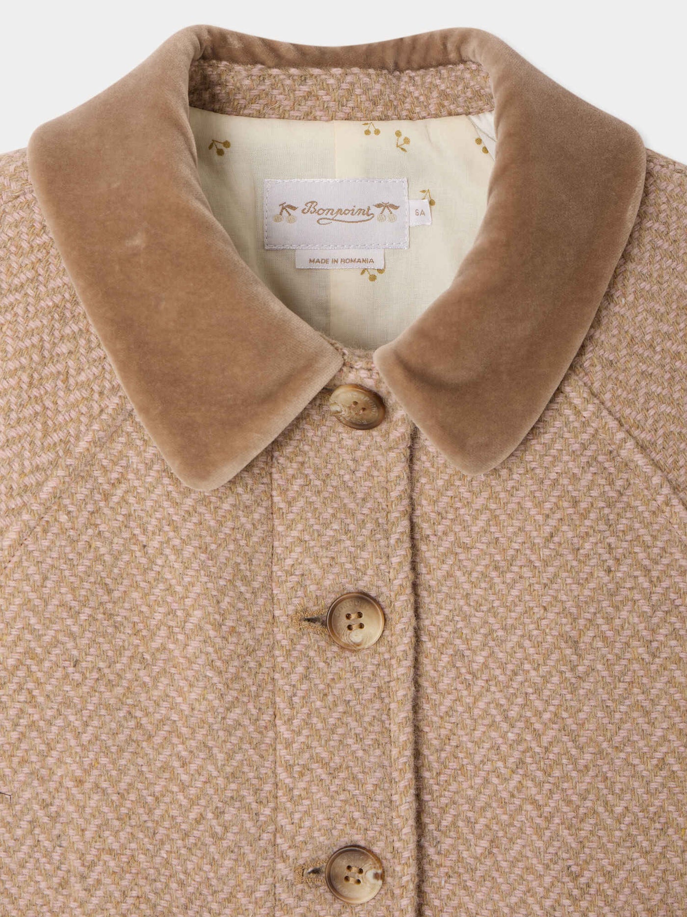 Jiba coat with velvet collar and padded lining