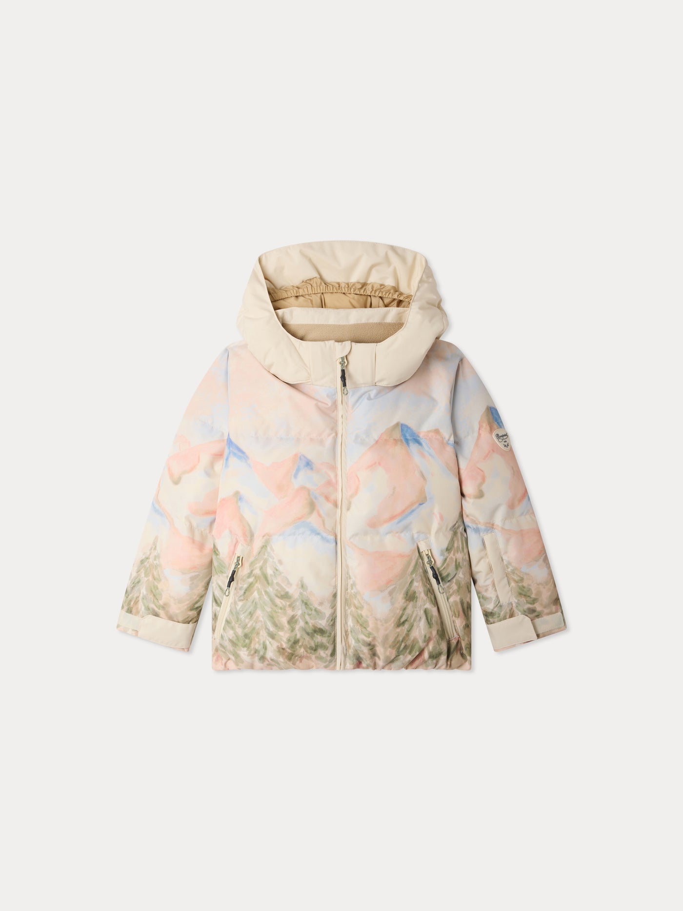 Moyra waterproof ski jacket with ski landscape print