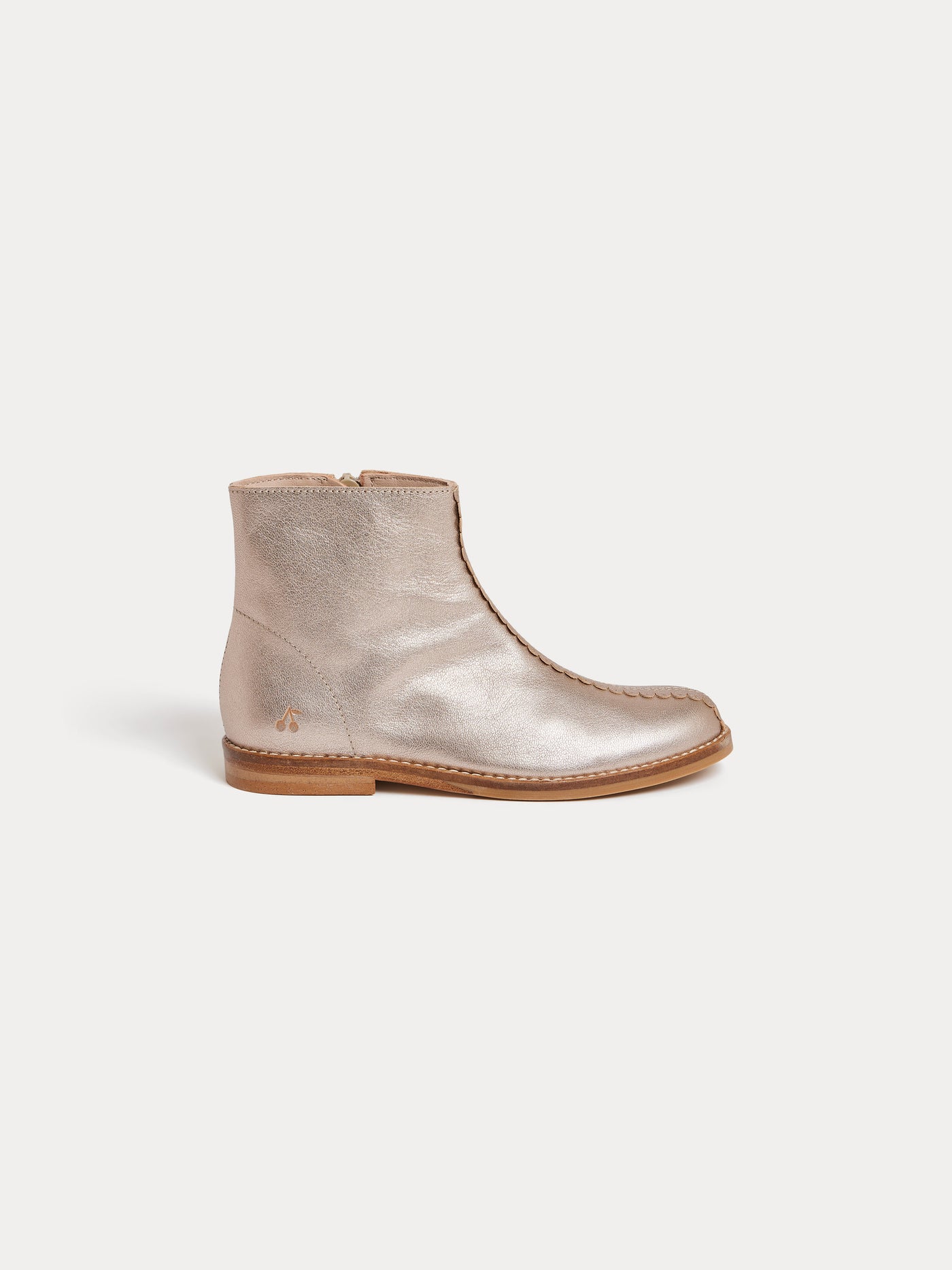 Ankle boots Milie gold with zip and scalloped edges in leather