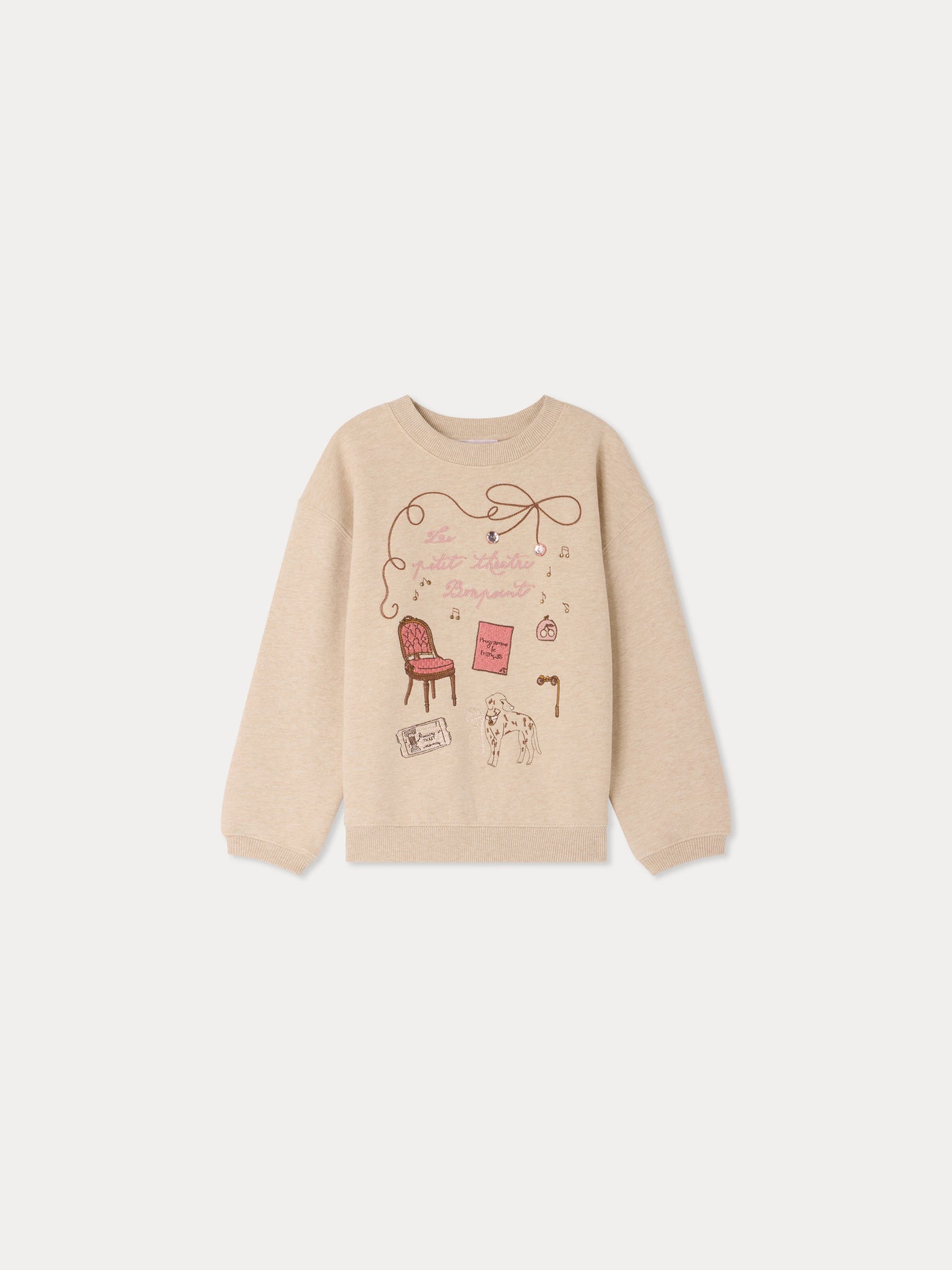 Tayla sweatshirt with embroidered theatre motif organic cotton