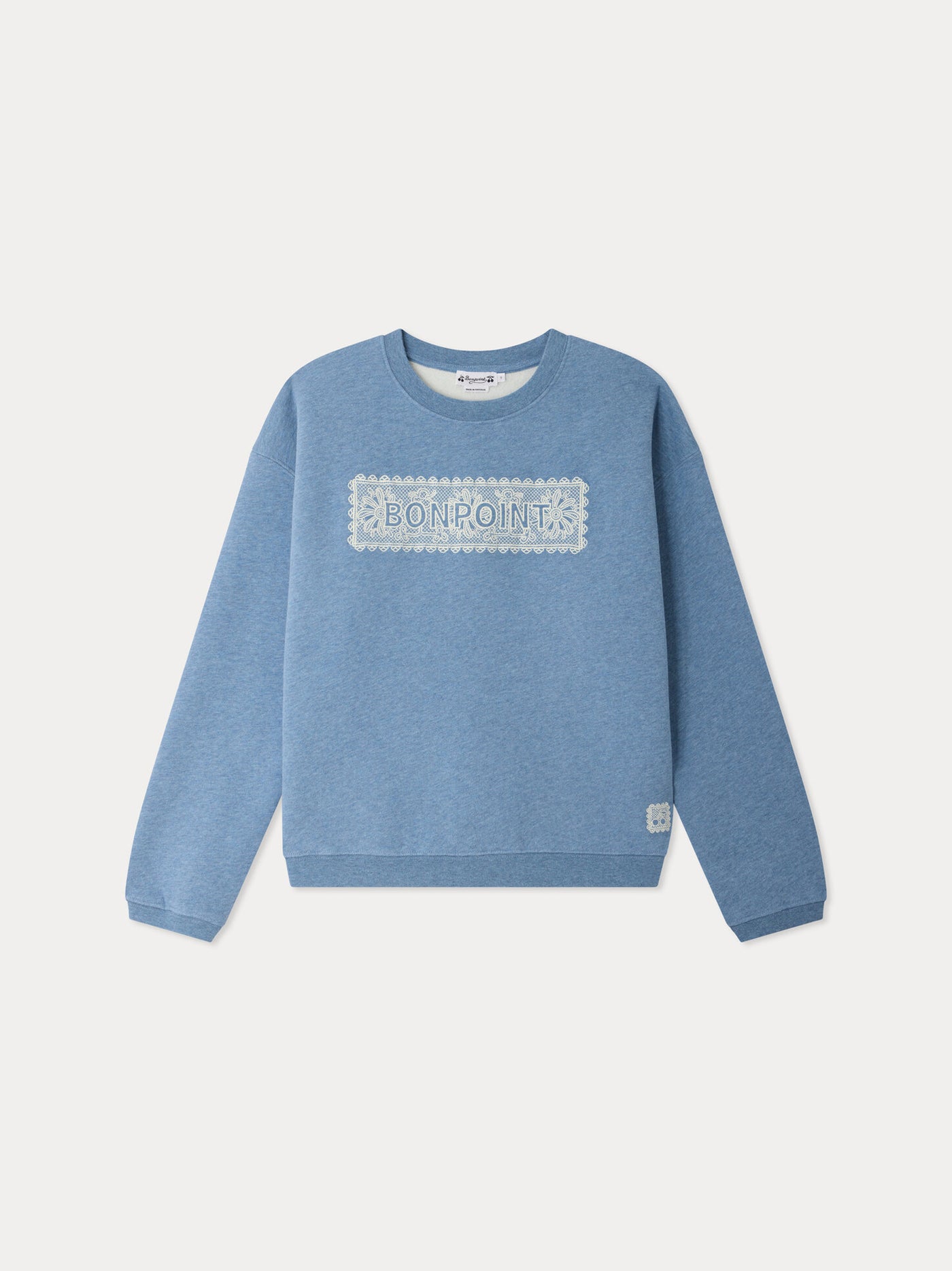 Tayla Grown-Up sweatshirt with embroidered doily in organic cotton