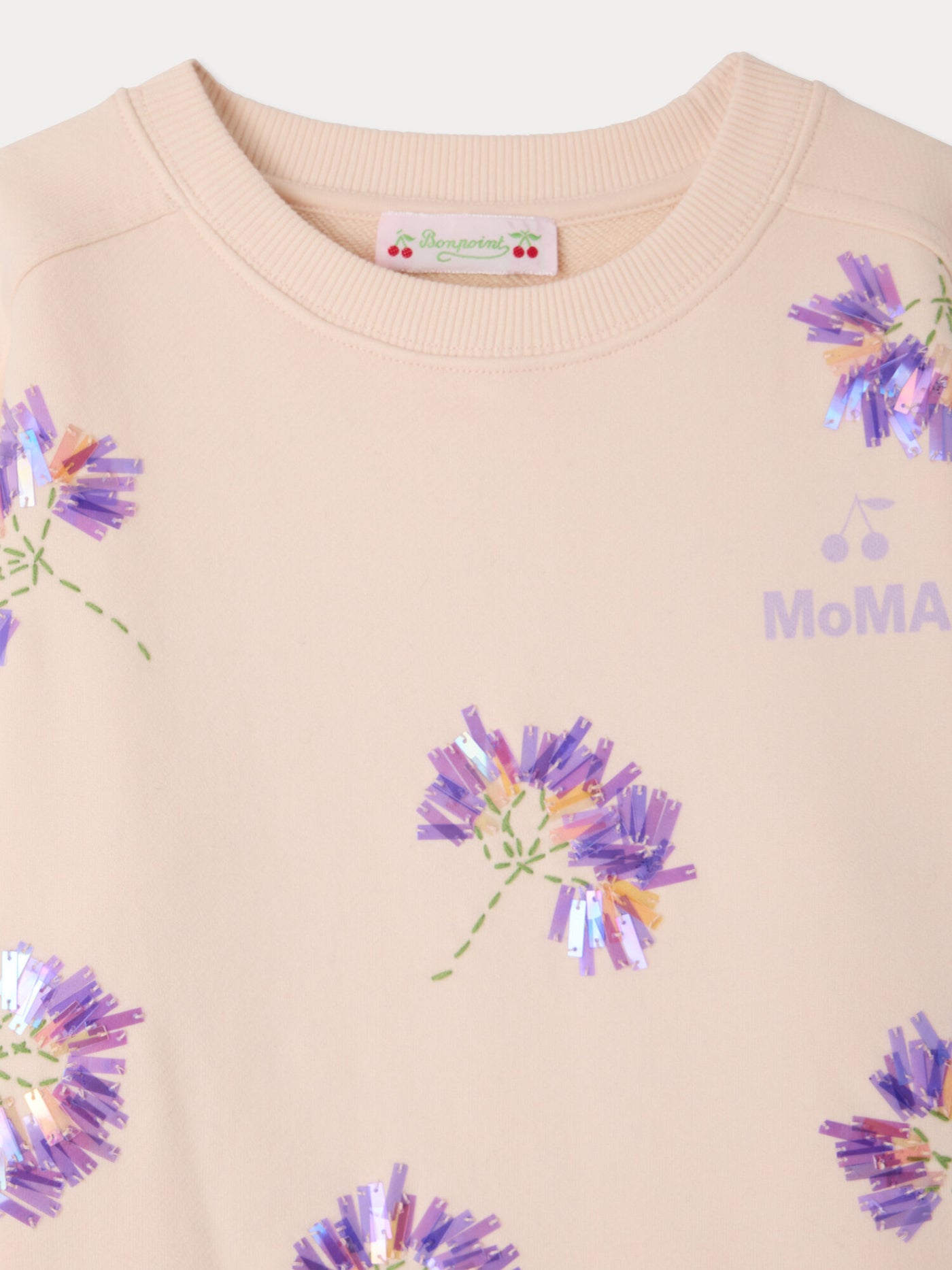 Bonpoint x MoMA Minet sweatshirt with flowers and beads in organic cotton