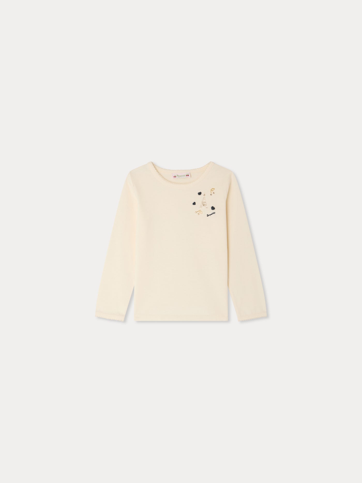 T-shirt Mellyn with Paris pearl embroidery in organic cotton