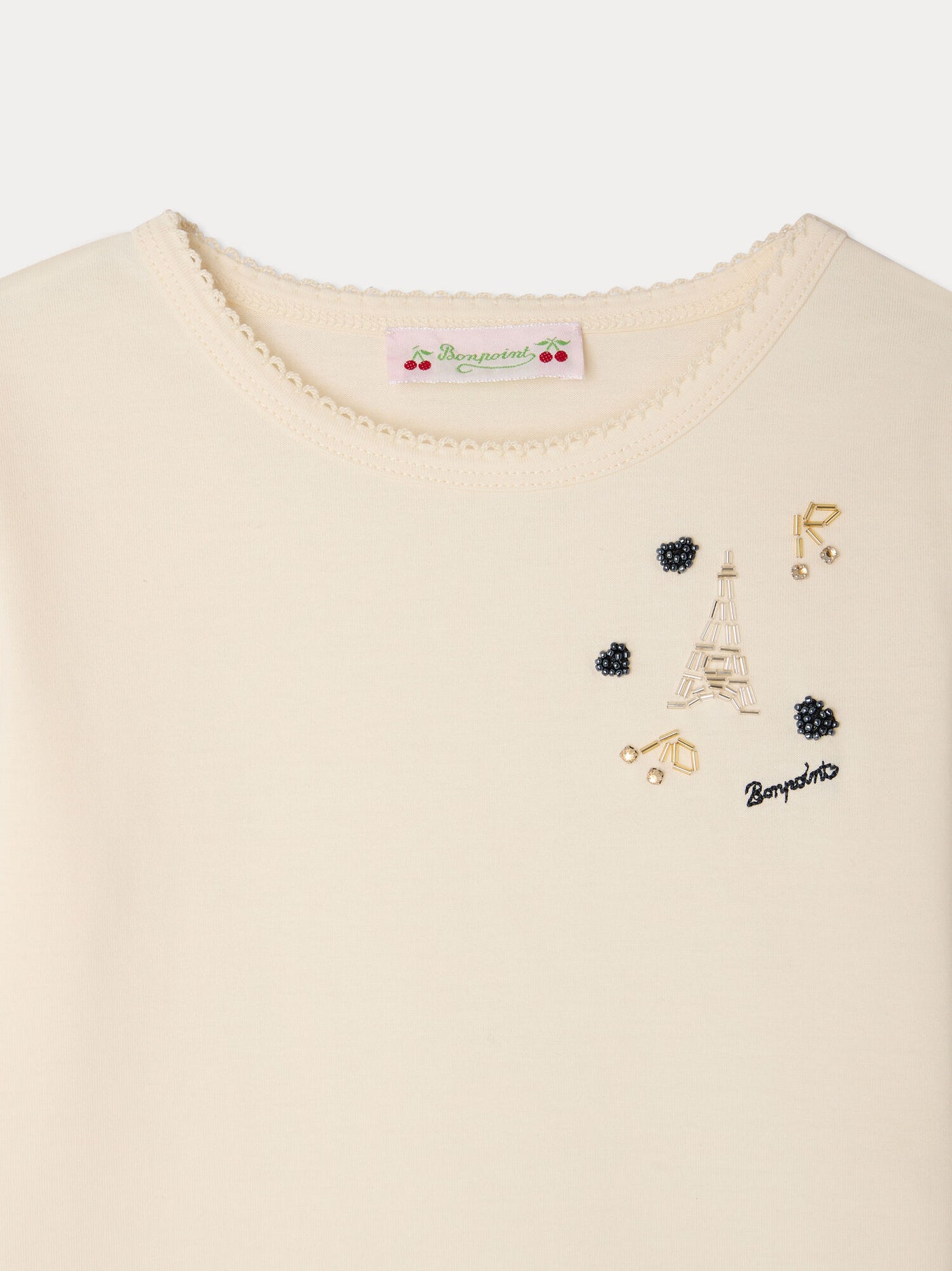 T-shirt Mellyn with Paris pearl embroidery in organic cotton