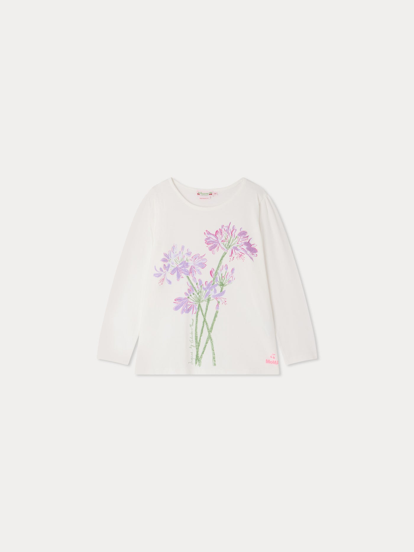 Bonpoint x MoMA Gracieuse t-shirt with hand-embroidered cherry logo in organic cotton