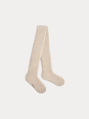 Thomina mottled beige ribbed tights