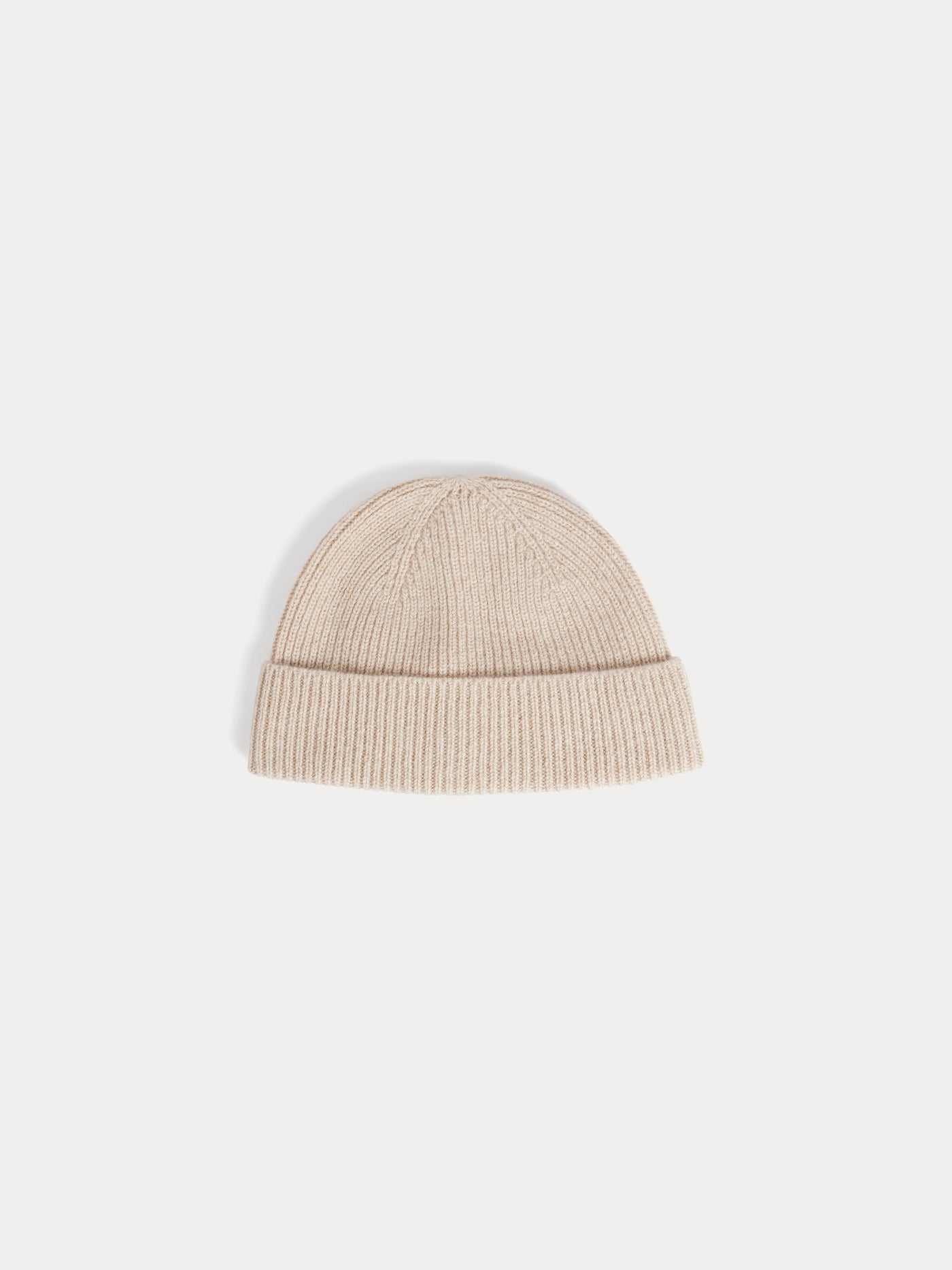 Benny mottled beige cashmere beanie with turn-up