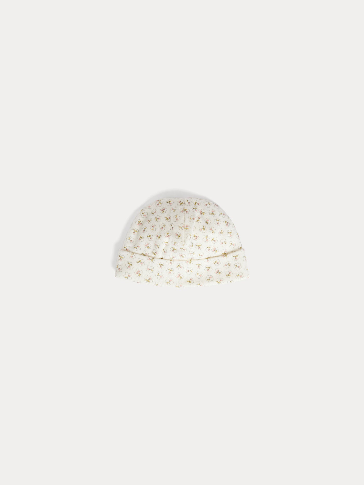 Lyann beanie with cherry print in organic cotton