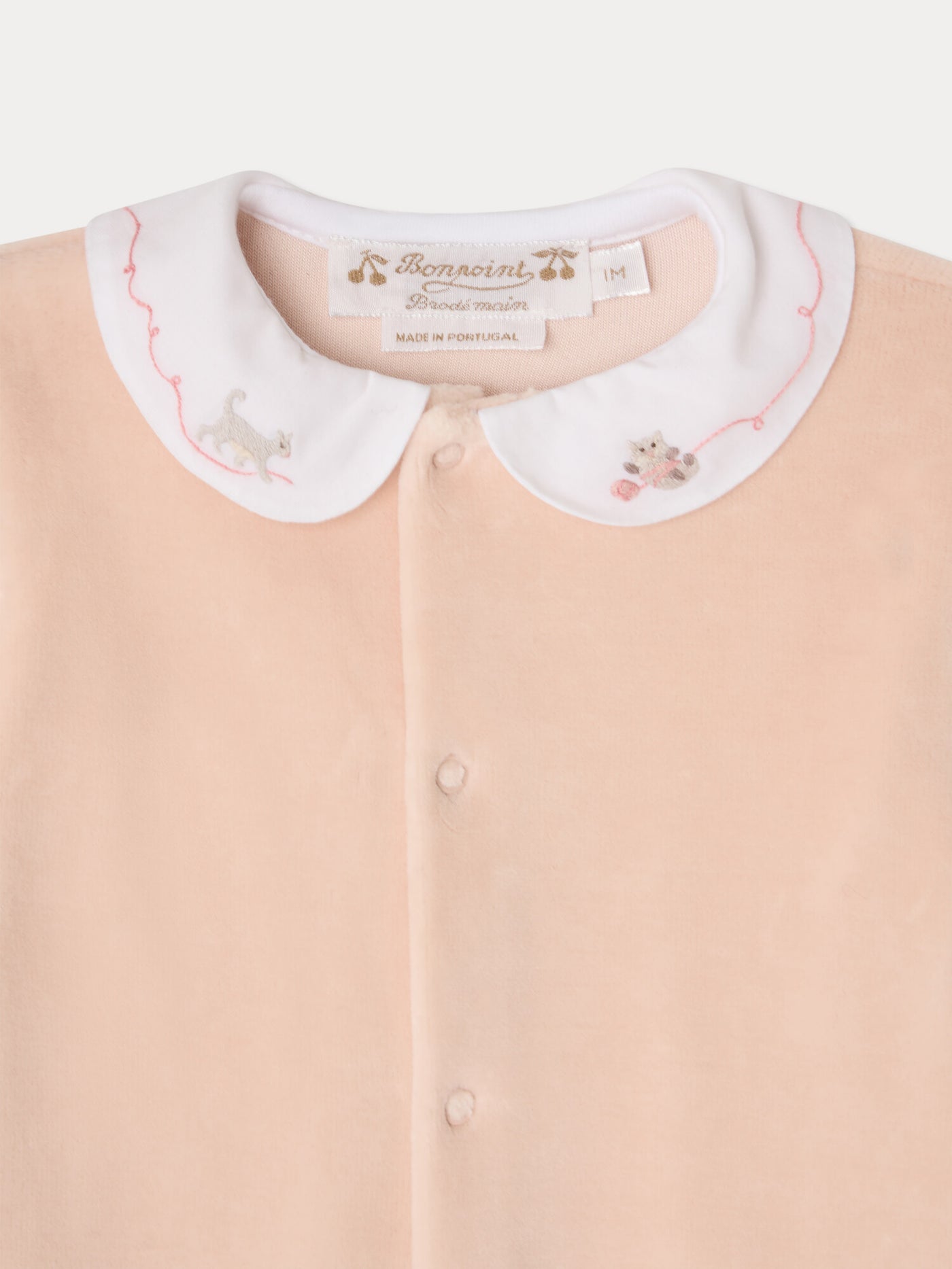 Tintina pyjamas with embroidered cat collar in organic cotton