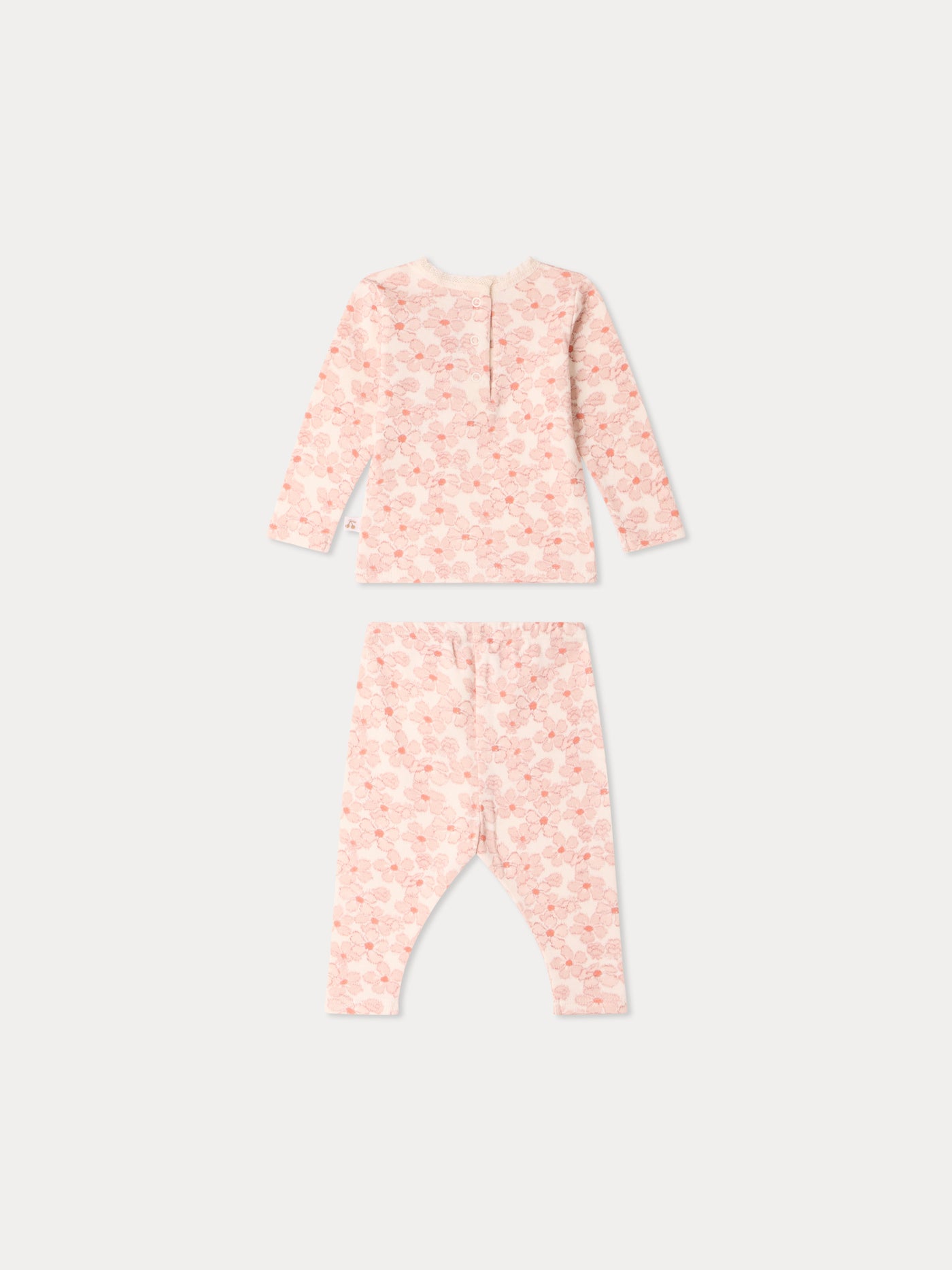 Genna set with pink flower print in organic cotton
