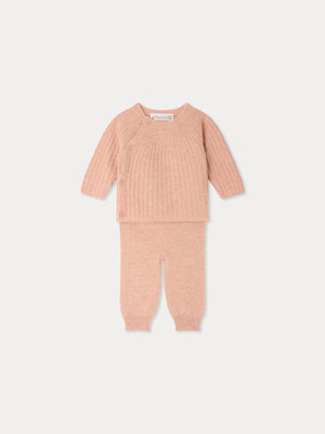 Ging pink fancy-stitch set in cashmere