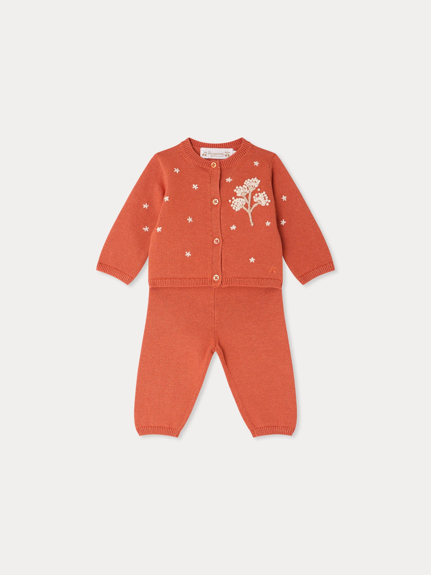 Melnie set in knit and hand embroidered • Bonpoint