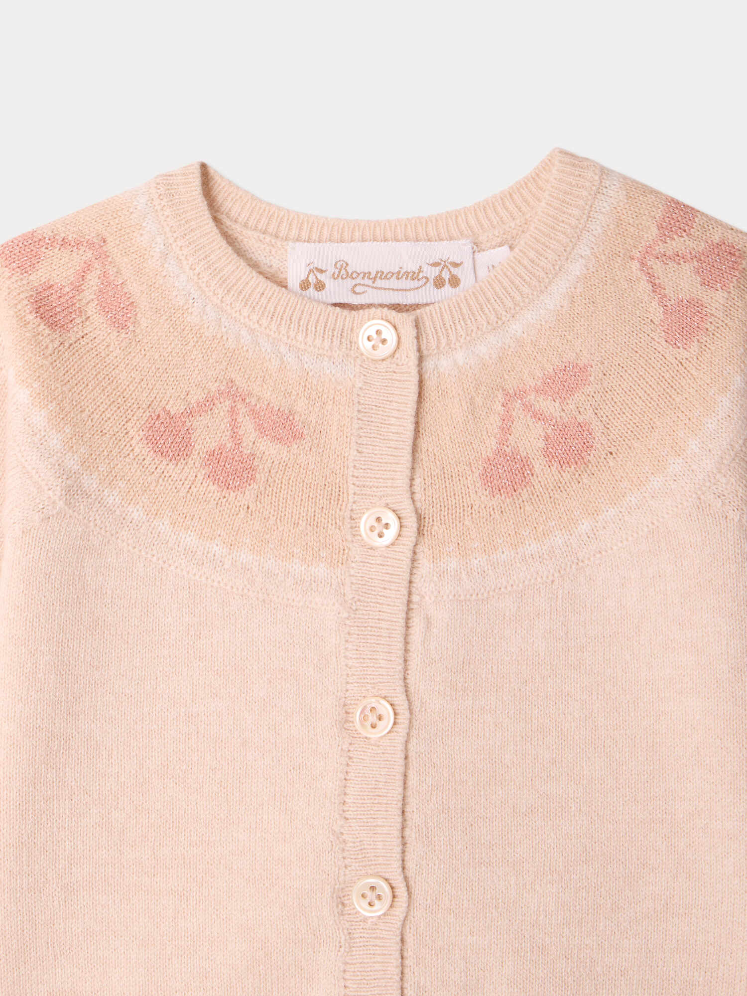 Jenny set with round collar and cherry jacquard • Bonpoint