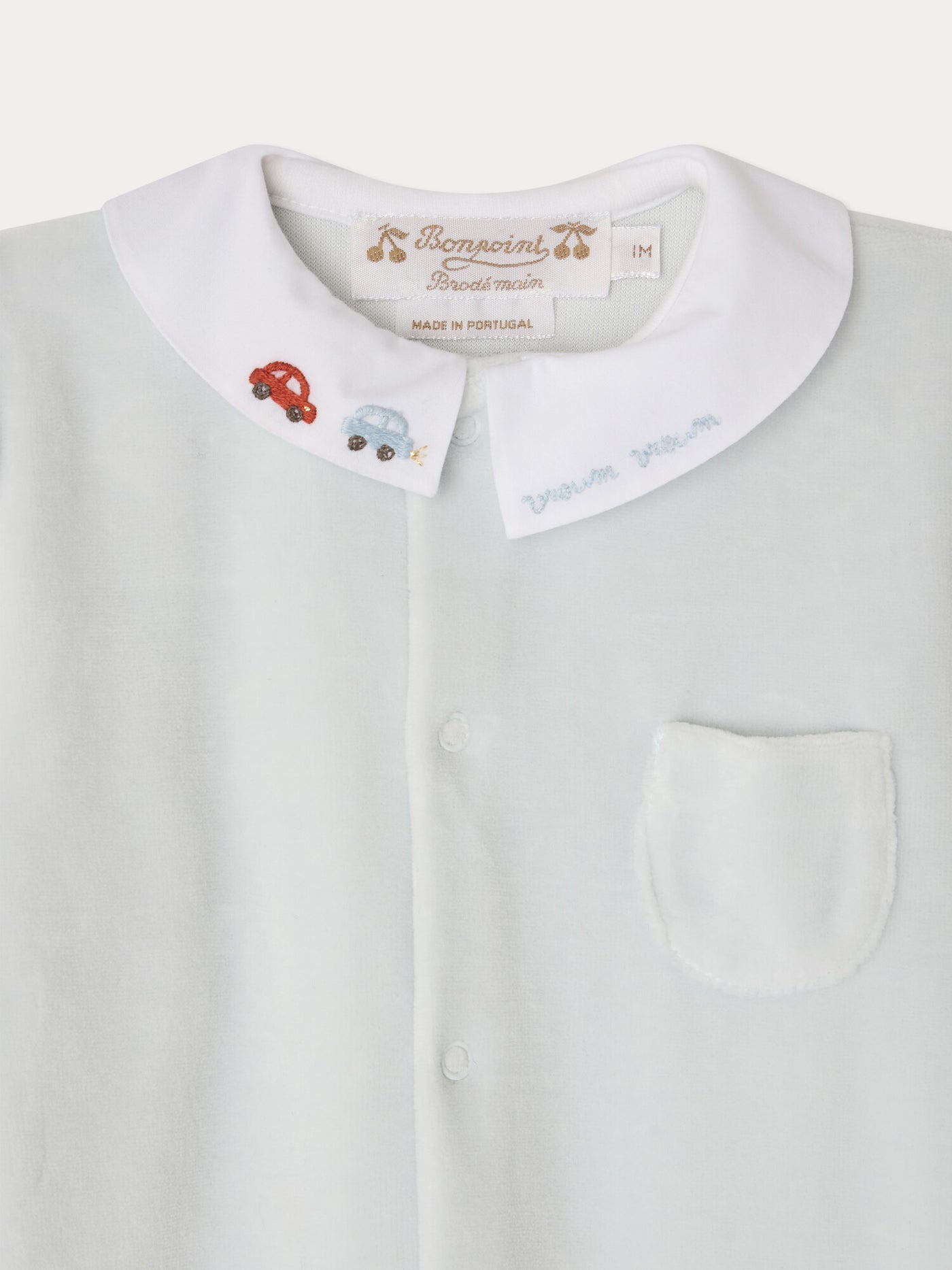 Tilouan pyjamas with embroidered car collar in organic cotton
