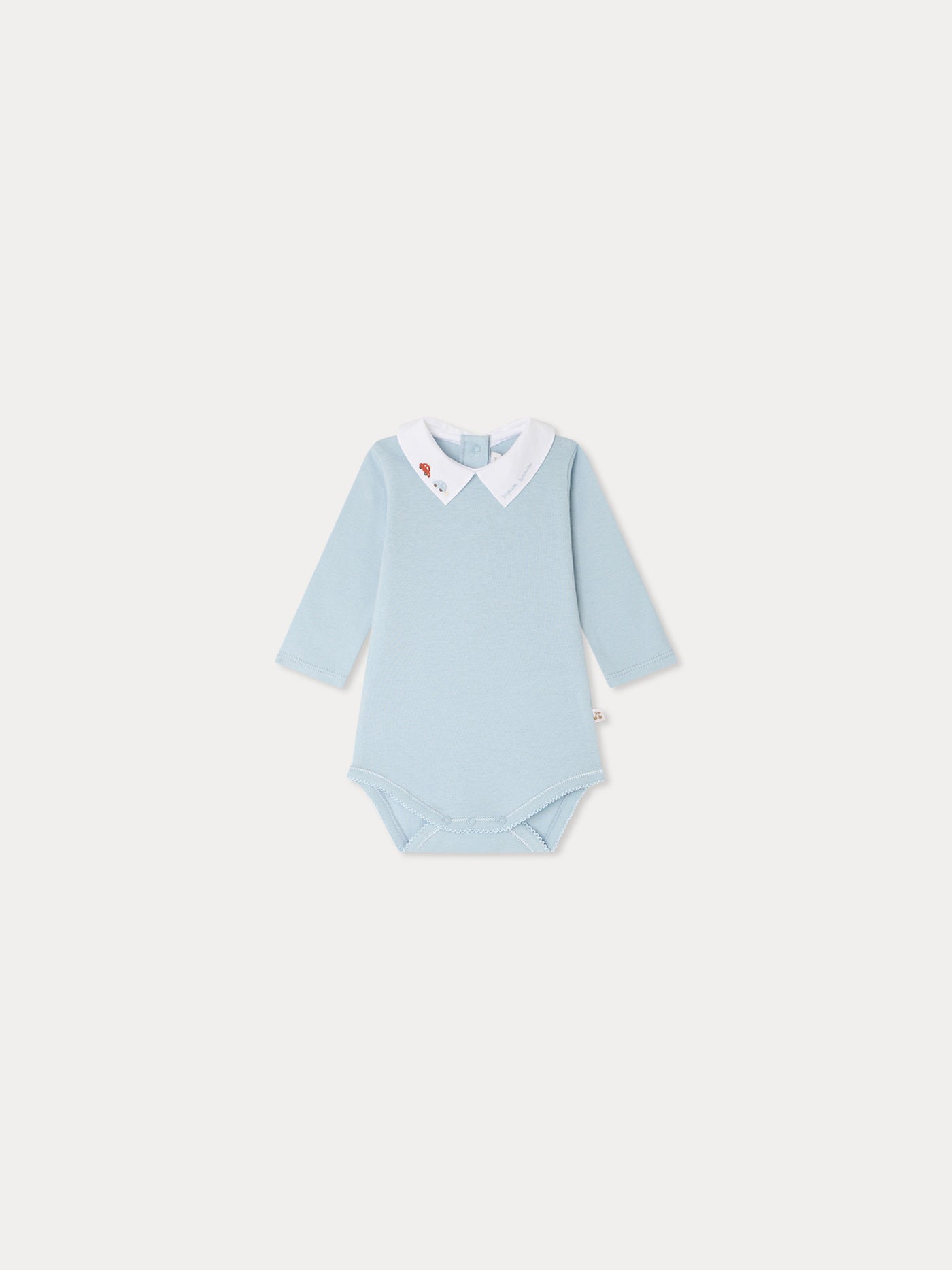 Septembre bodysuit with hand embroidered car in organic cotton