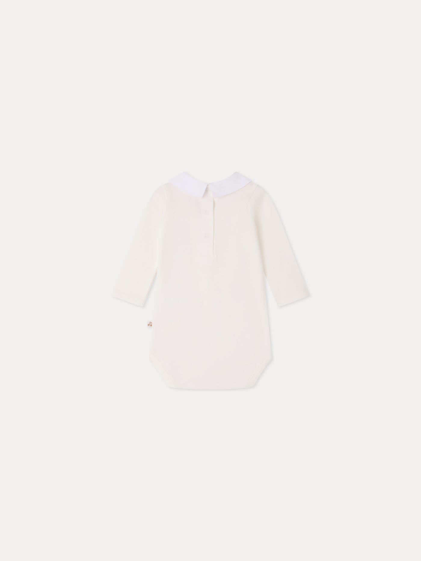 Septembre bodysuit with hand-embroidered squirrel collar in organic cotton