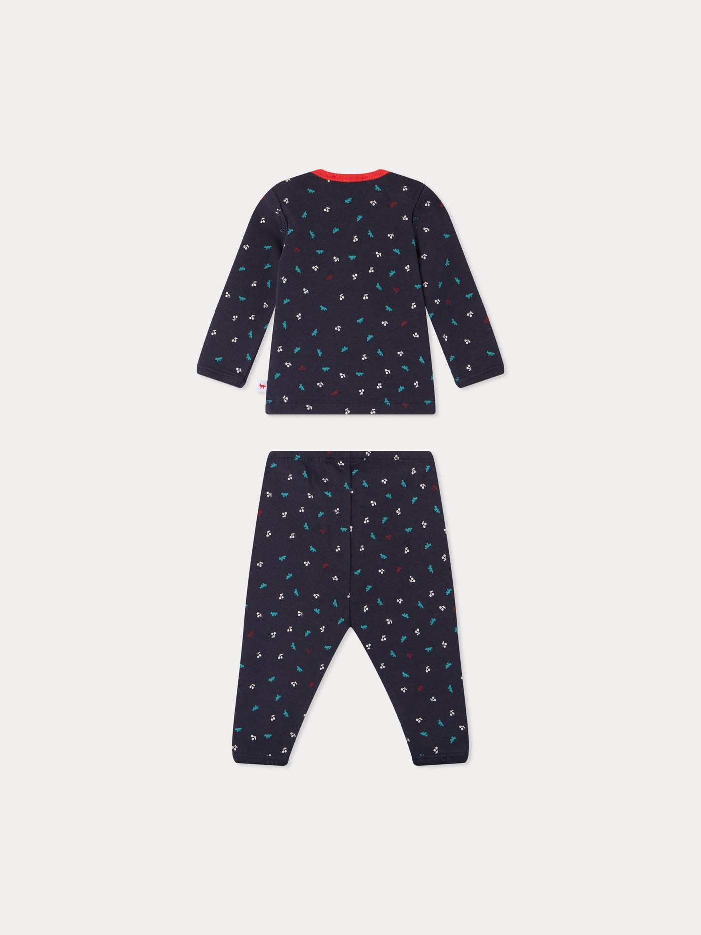 Bonpoint x Maison Kitsuné Timi set with cherry and fox print, organic cotton