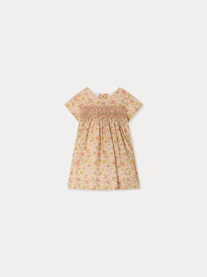 Maruska baby dress in Liberty fabric smocked and hand-embroidered in organic cotton