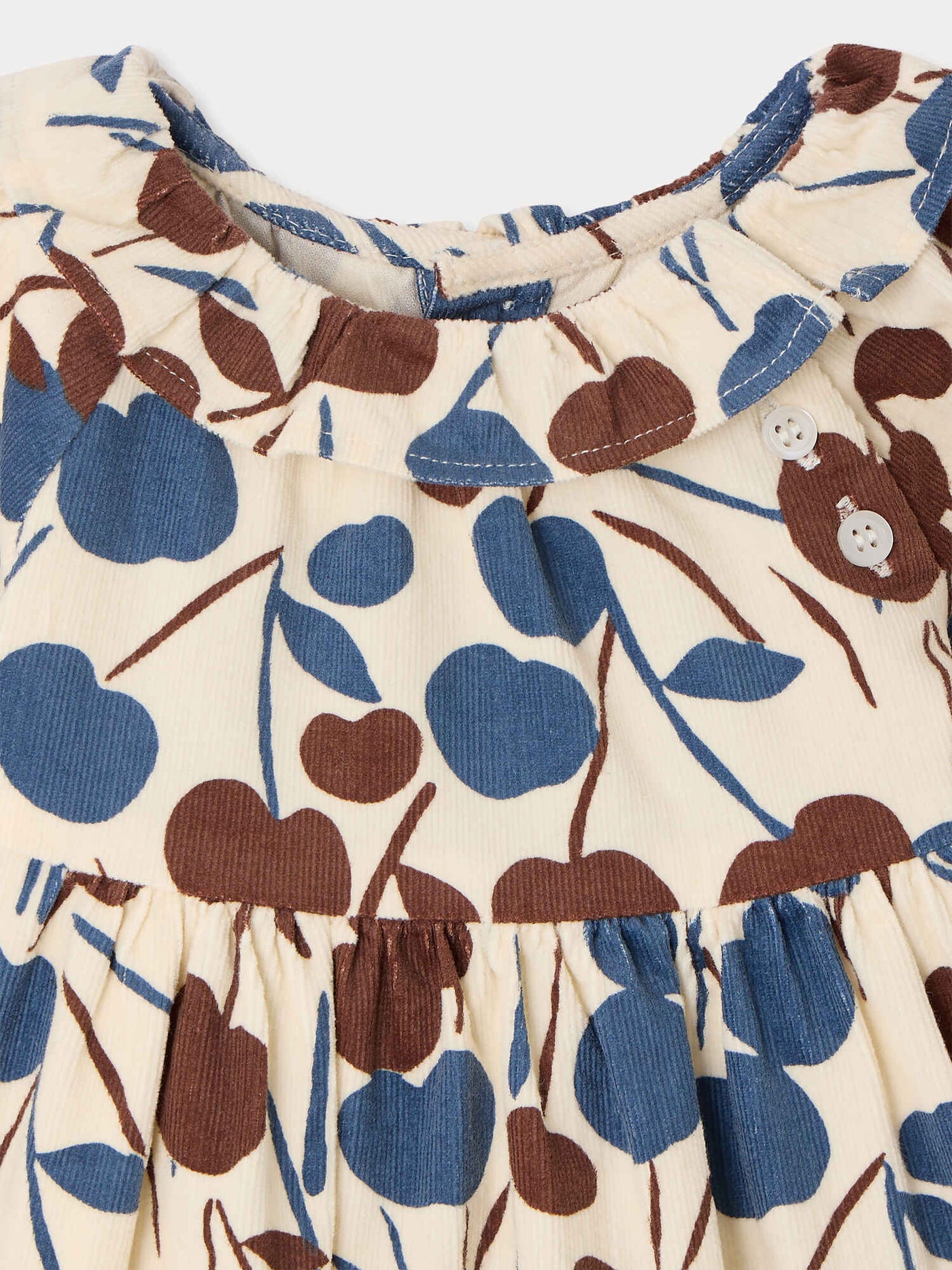 Melyssa baby dress with cherry print in organic cotton velvet