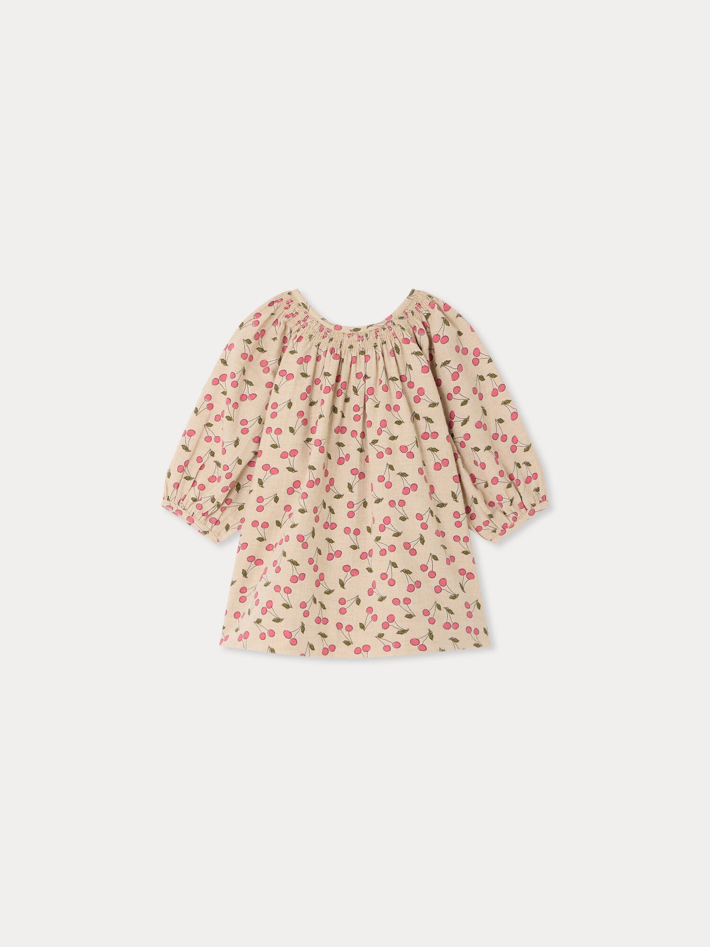 Muce baby dress smocked cherry print organic cotton